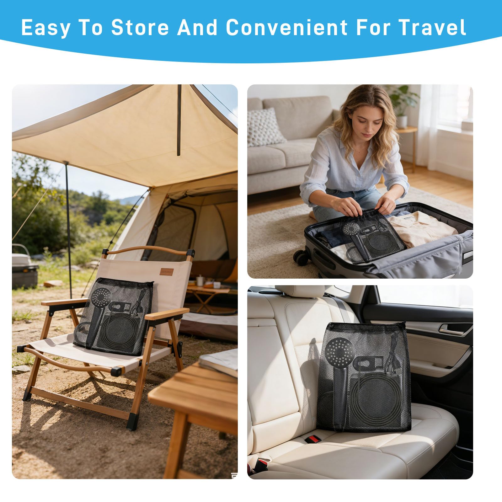 Ducha portátil al aire libre,con Pantalla LED digital de temperatura y corriente, batería 8000mah,ipx8 impermeable y carga usb,adecuada para senderismo/camping,playa,mascotas, al aire libre