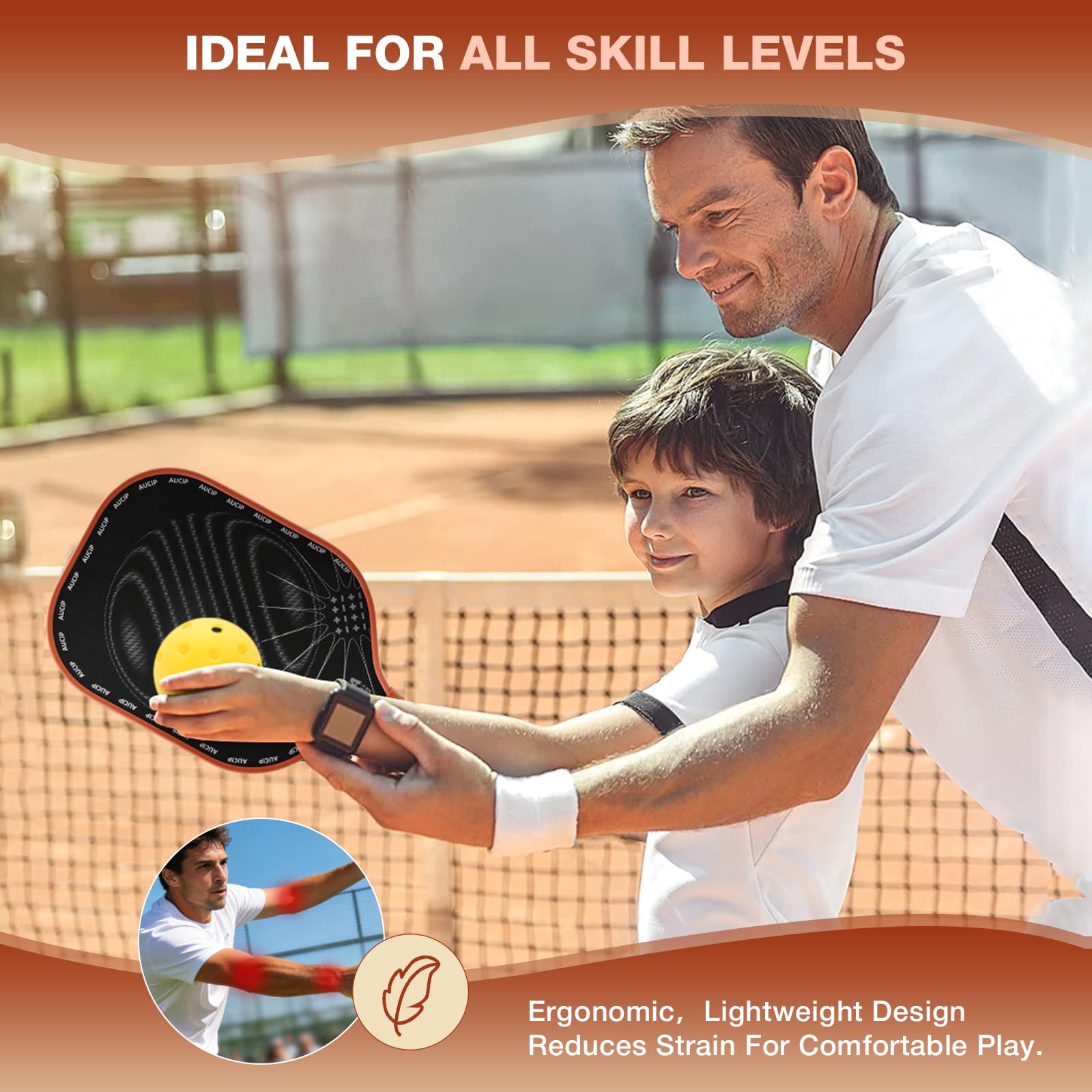 Pickleball Paddle, Pickleball Schläger Set - Fiberglas Oberfläche, 2 Rackets, 4 Bälle, 1 Tasche - Für Innen & Draußen Sport