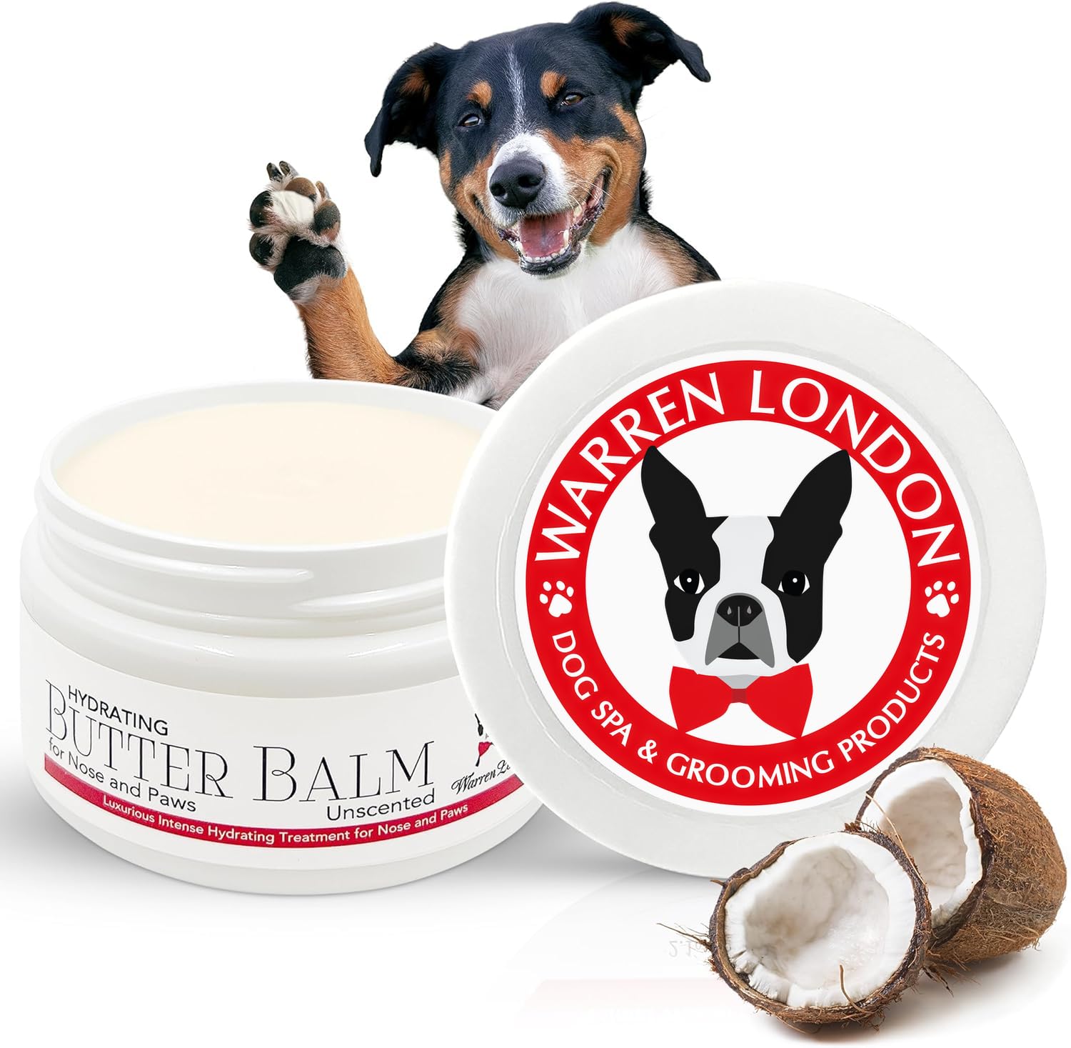 Warren London Hydrating Butter- Balm for Dog Nose & Paws - Unscented 4oz - Made in USA
