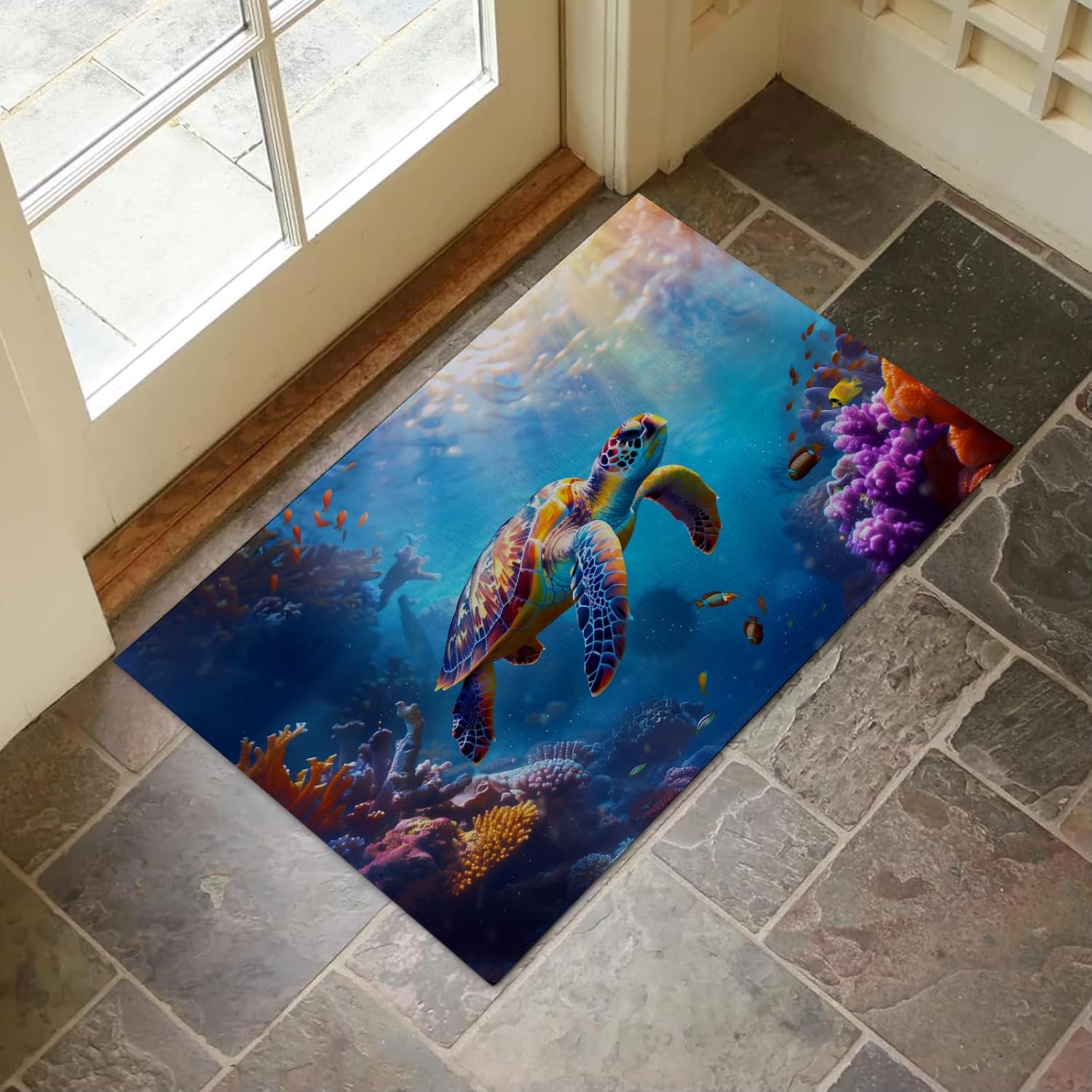 Amazon.com: VANZEV Colorful Sea Turtle Indoor Door Mat for Entryway ...