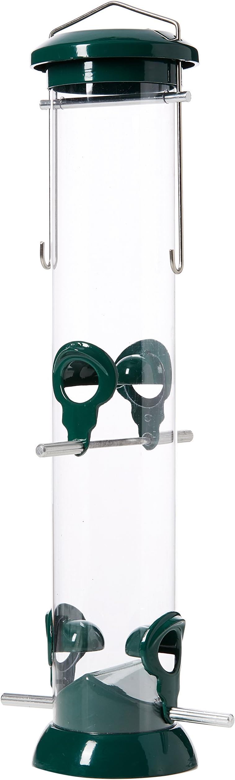 Premium Bird Seed Feeder, Hanging Bird Feeder with Four Perch Ports, Easy to Clean, Suitable for Seeds and Seed Mixes, Durable and UV-Stabilised (580g) - RSPB, Green, 15 inch