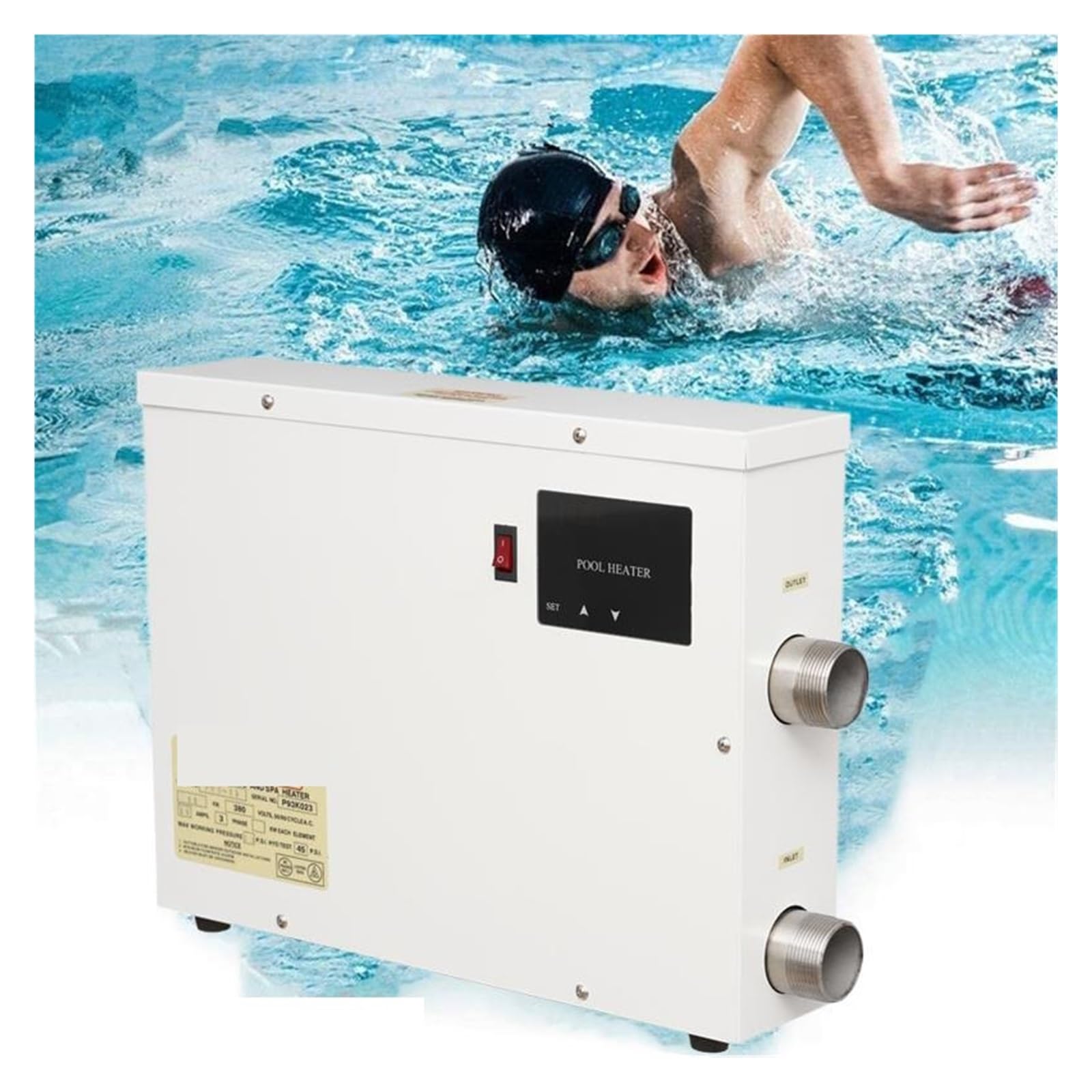 Calentador de Piscina, Termostato calentador de agua Digital eléctrico, piscina, SPA, bañera hidromasaje, calefacción baño, temperatura ajustable(18KW 380V)