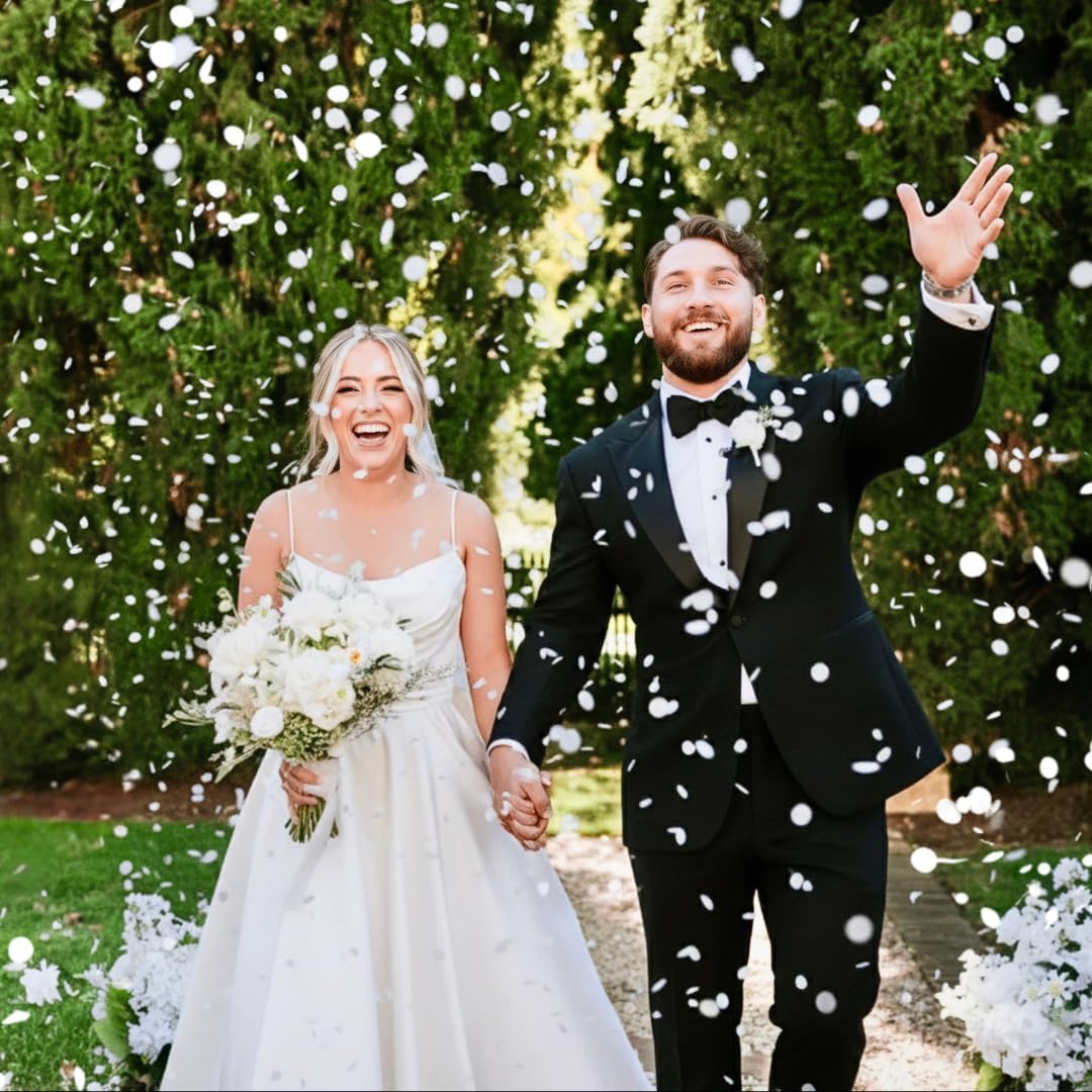 White Rice Paper Wedding Confetti for Flower Girl Basket, Confetti Cannon Filler - Biodegradable & Water Soluble Party Decor, Wedding Sparklers for Send Off Alternative, 150g 20000 Pcs