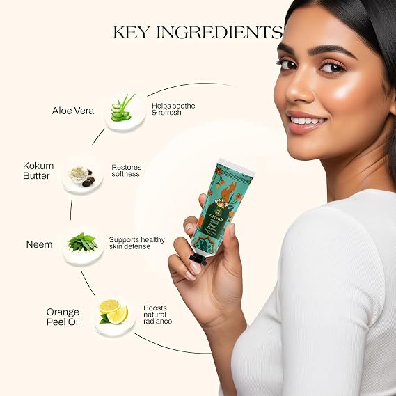 Ayurvedic Natural Soothing Mandarin and Neem Hand Cream for All Type Skin, Used for Dry and Rough Hand (30 Gm)