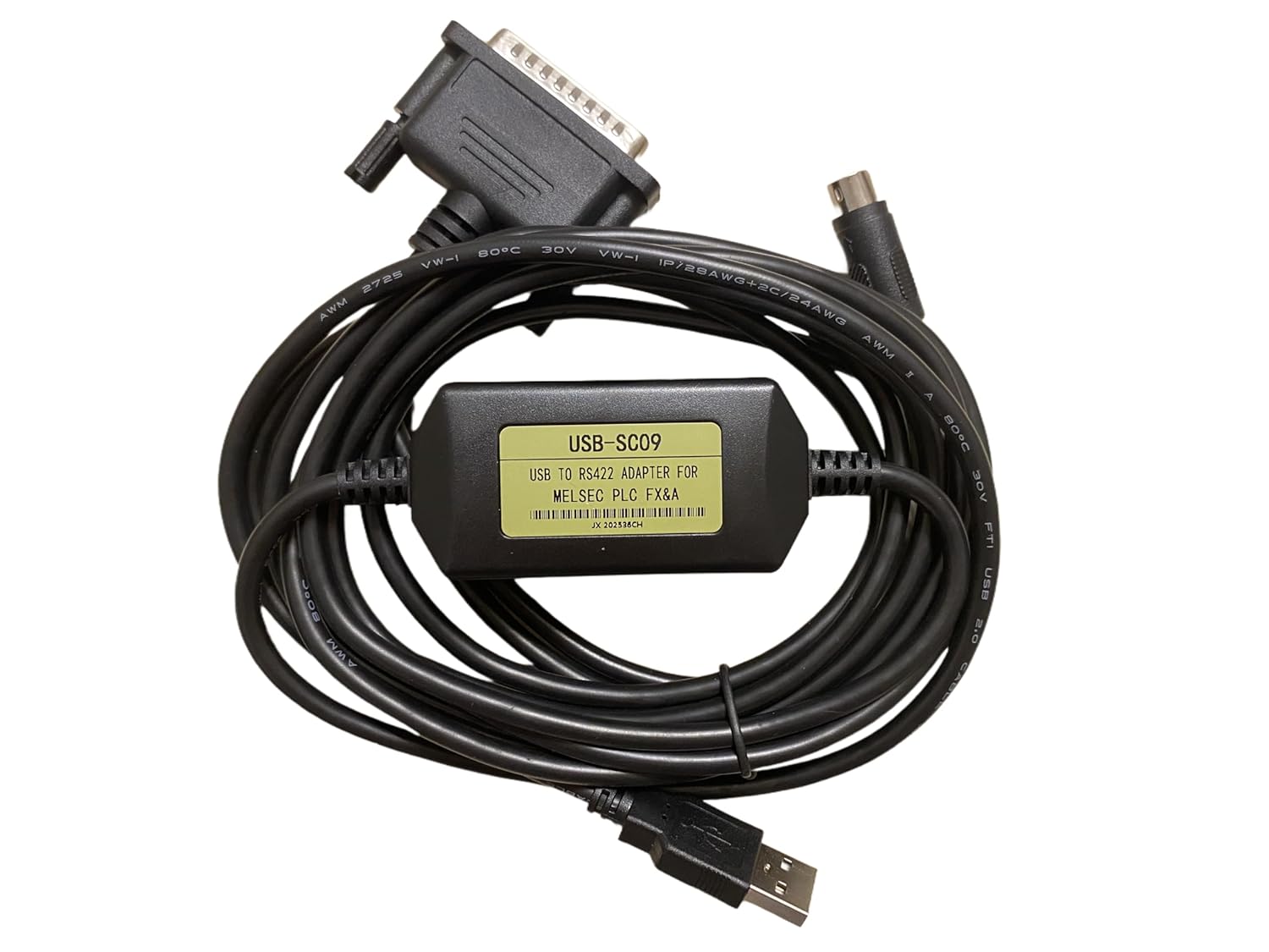 USB Programming Cable Compatible for Mitsubishi PLC FX and A Series F2/A00/A1S and FX2N/1N/1S, for USB-SC09 Replacement, 6 FT