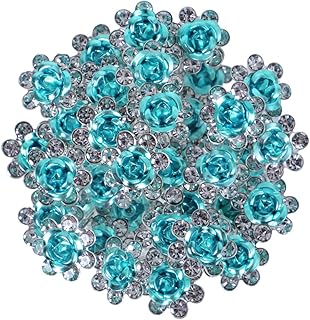 BETITETO 40 Pcs U-Shaped Flower Rhinestone Hair Pins Crystal Hair Accessories for Bridal Wedding Party Girls' Sweet Sixteen (Lake Blue)