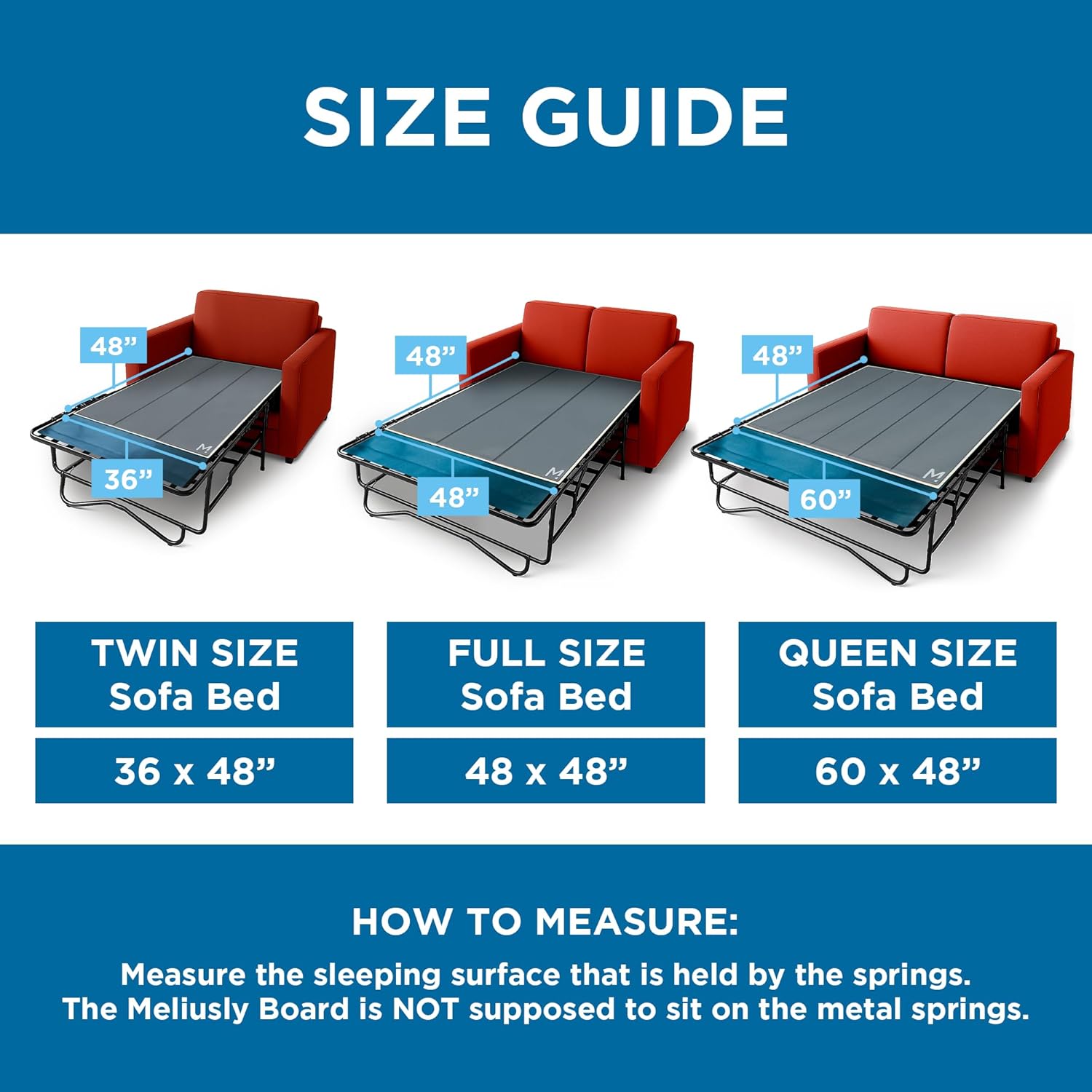 Meliusly Sleeper Sofa Support Board Queen Size (60x48) – Durable Support to Fix Sagging and Stop Feeling Bars – Breathable Pull Out Couch Mattress Support