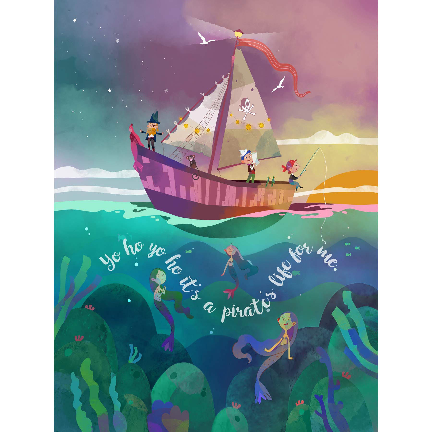 Wee Blue Coo Pirates Life Mermaids Large Art Print Poster Wall Decor 18x24 inch