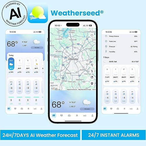 Miniatura 2 de Sainlogic Estación meteorológica inteligente WiFi SA9 con pronóstico meteorológico preciso de 24 horas/7 días por Weatherseed® AI, pantalla grande
