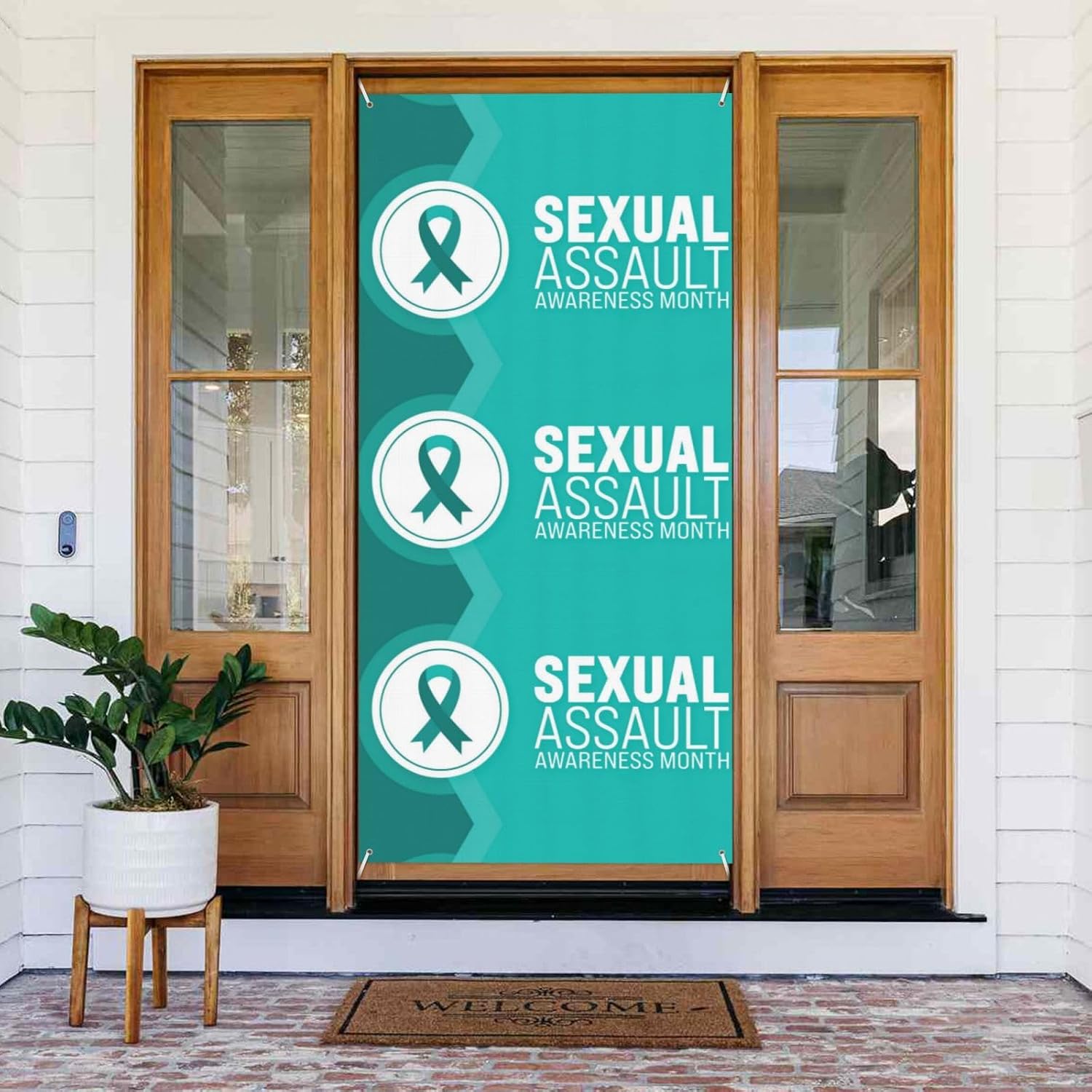 Amazon.com: Sexual Assault Awareness Month Door Cover Flag Hanging ...