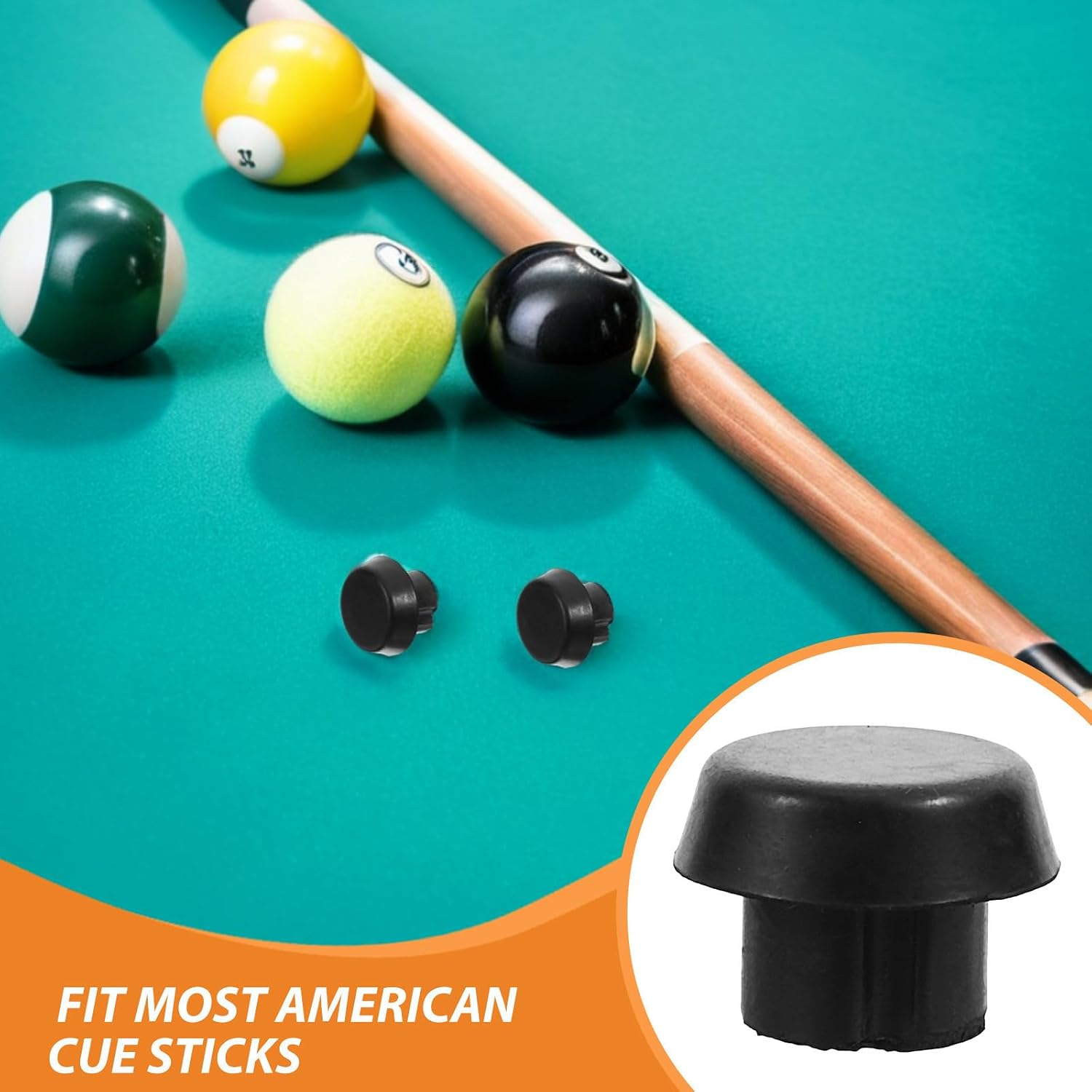 4pcs Black Abs Pool Cue Bottom Plug Replacement Cue End Stopper | Billiard Rod Repair Part, Plastic Stopper Tail Pad Accessory, Home Table and Club Use