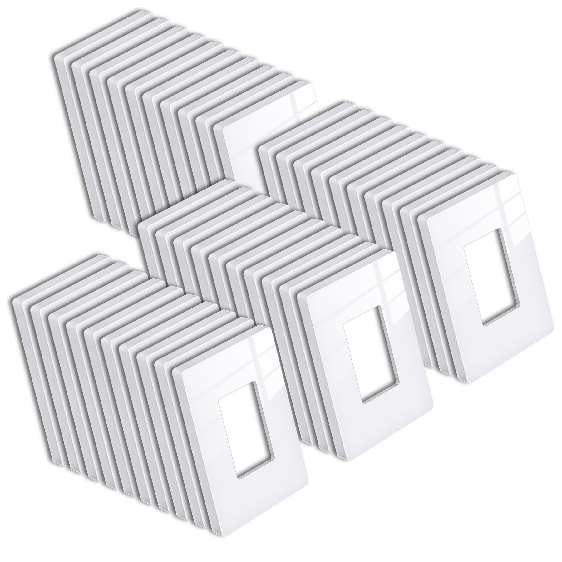Photo 1 of [40 Pack] BESTTEN 1 Gang Mid-Size Screwless Outlet Cover, Midway Decorative Wall Plate, USWP6 Gloss Snow White, Midsize H4.88" x W3.11"