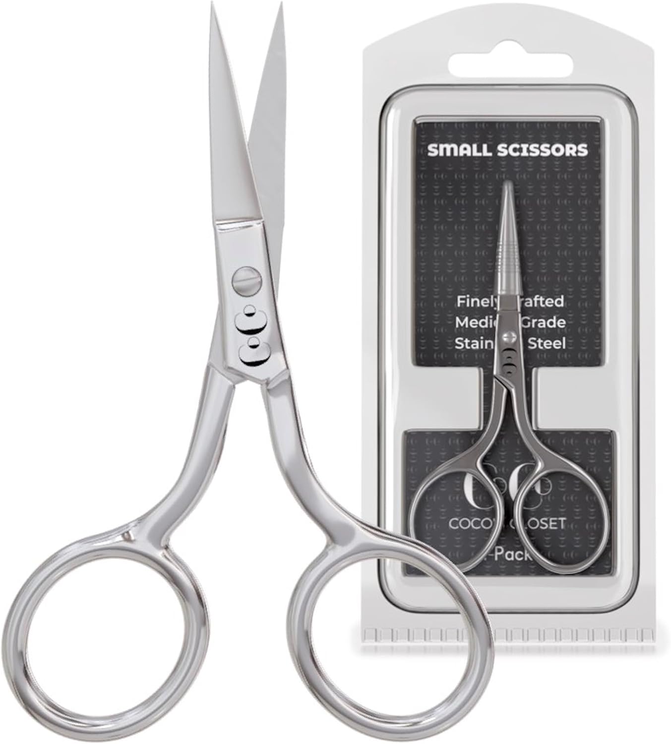 Surginstruments 3.5" Curved Safety Scissors – Nose, Ear, Mustache & Pet Grooming – Stainless Steel