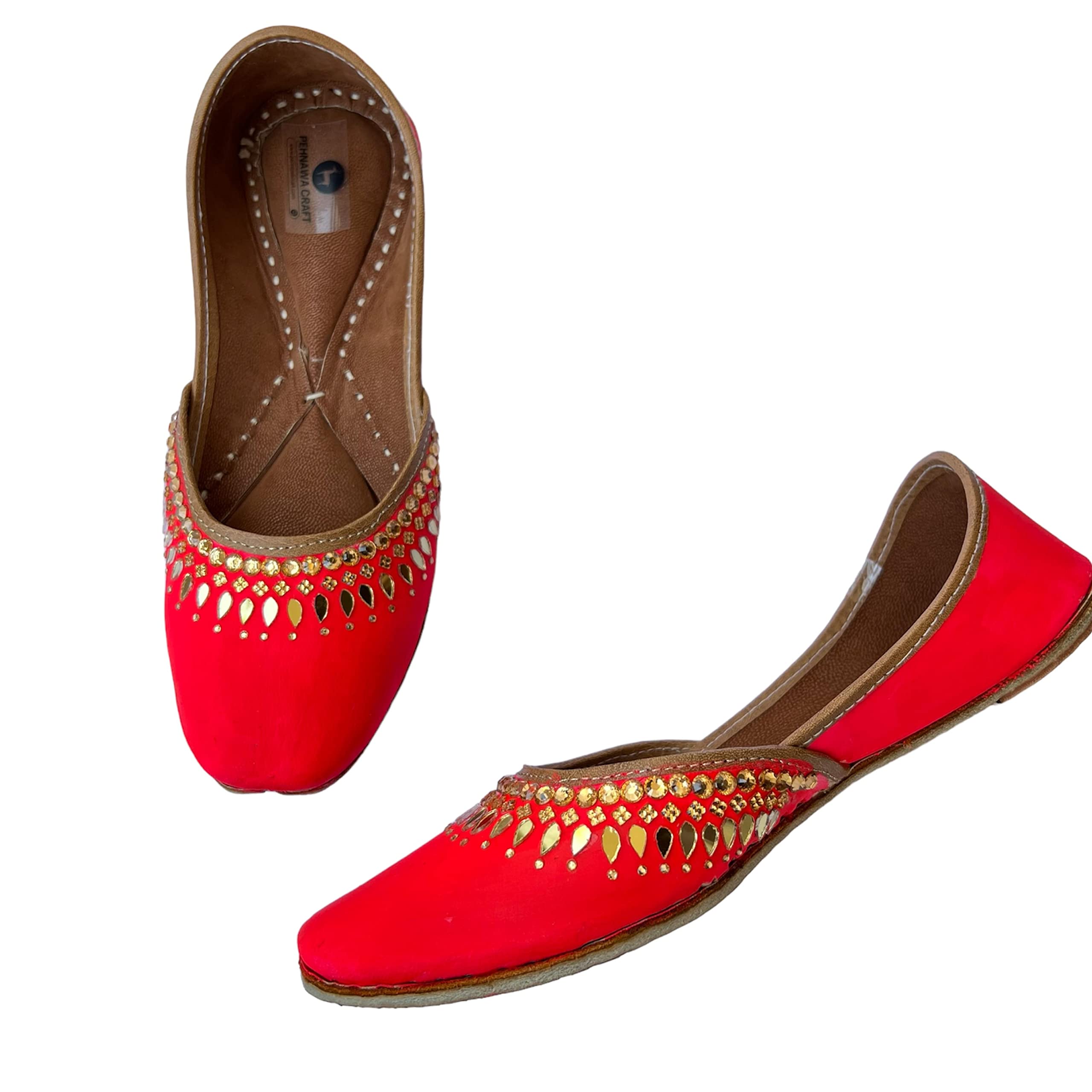 Fhuljhadi Pink Punjabi Jutti for Women | Soft Leather Ethnic Juttis | Bite and Pinch Free Jutis | Casual Flat Stylish Mojari for Ladies | Ethnic Stylish Flats for Girl | Bridal Mojris-image-26