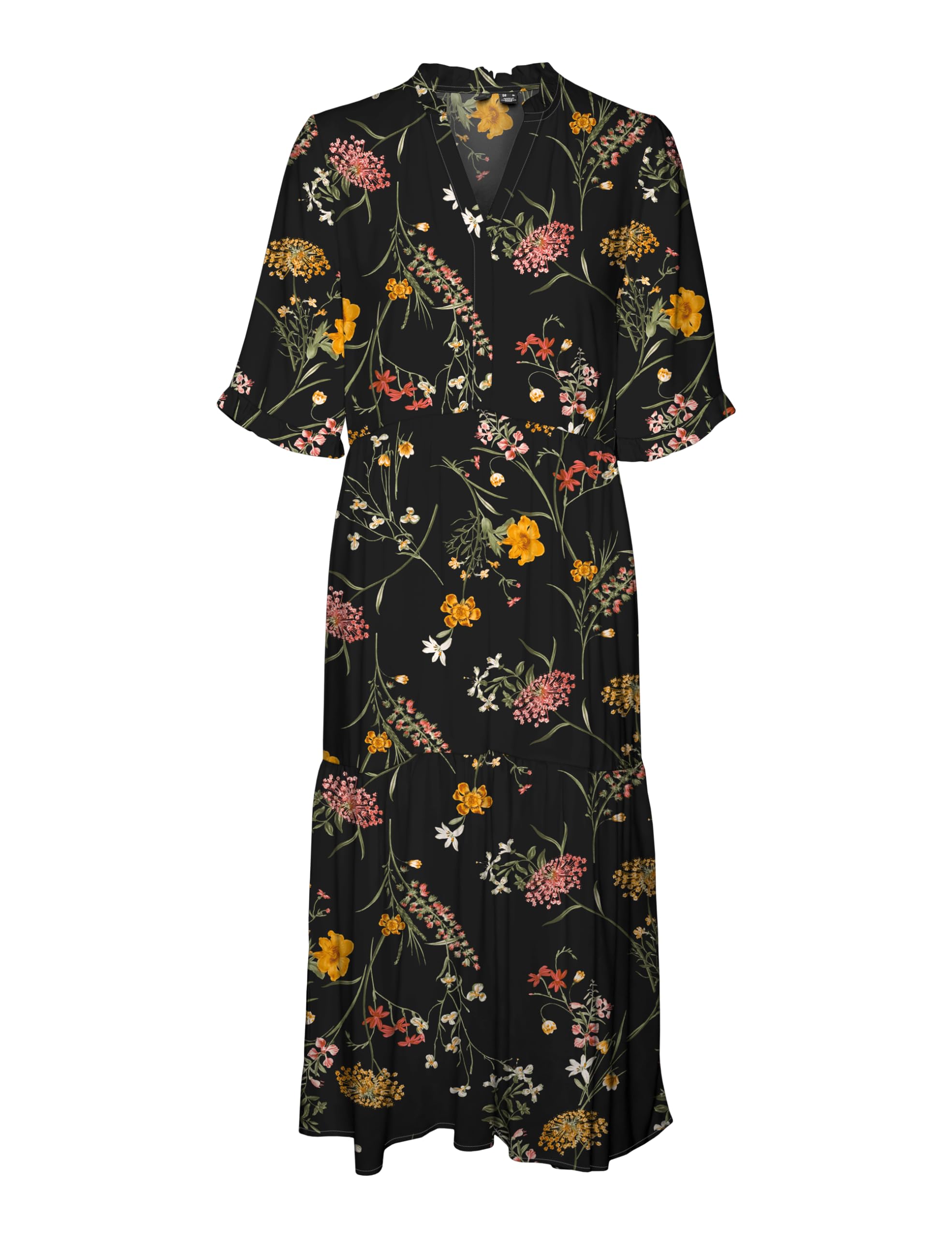 VERO MODA Female Dress VMEASY Midi Dress, Black/AOP: vicka, S
