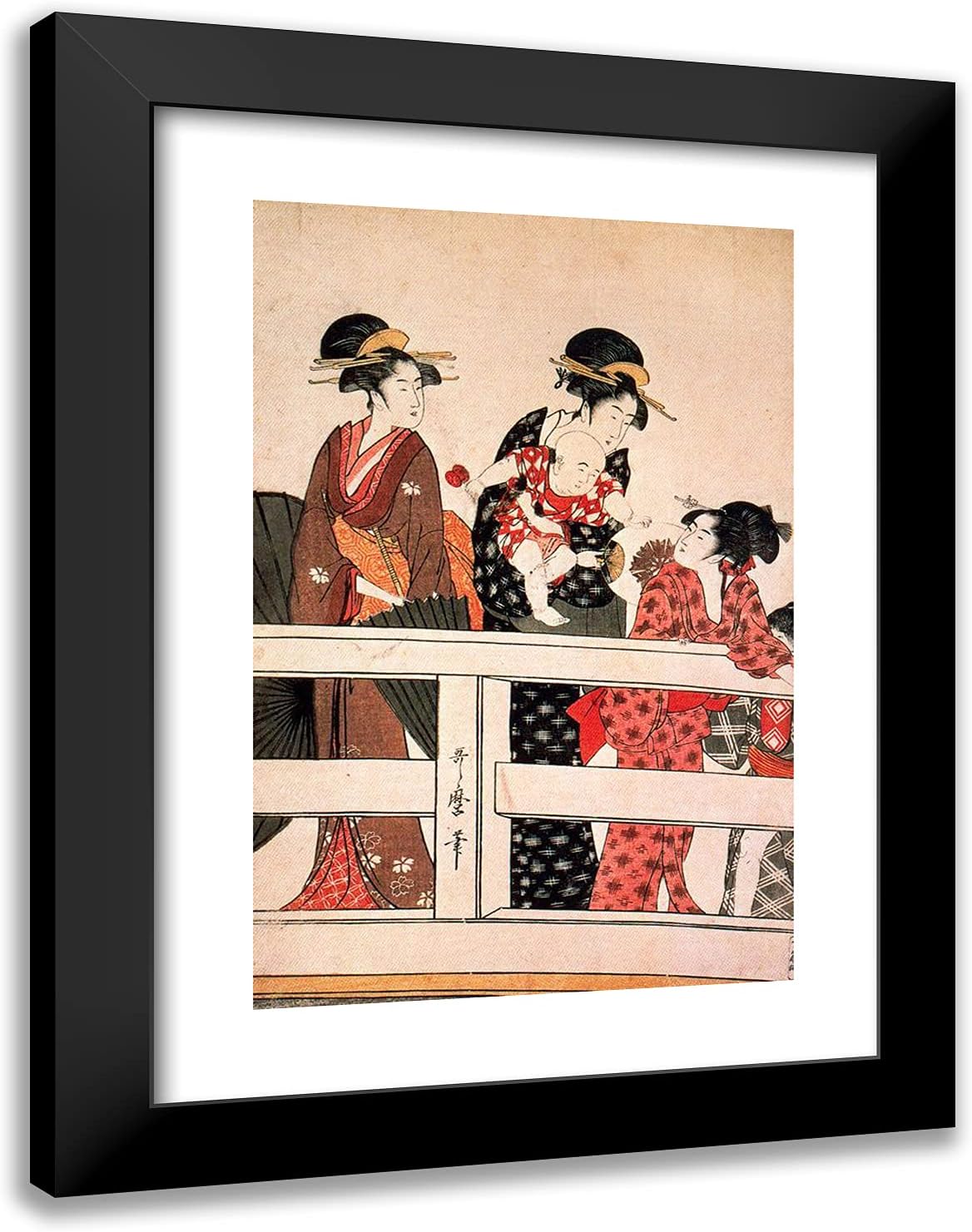 ArtDirect Utamaro, Kitagawa 18x24 Gold Ornate Framed Art Print with Double Matting Titled: The Hour of the Horse
