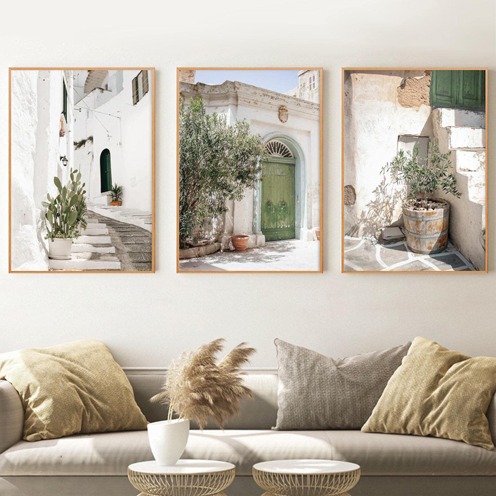 Dittelle Italy Ancient Architecture Puglia Photography Posters and Prints Travel Boho Neutral Wall Pictures Canvas Painting Decor 50x70cm-3Pieces Frameless