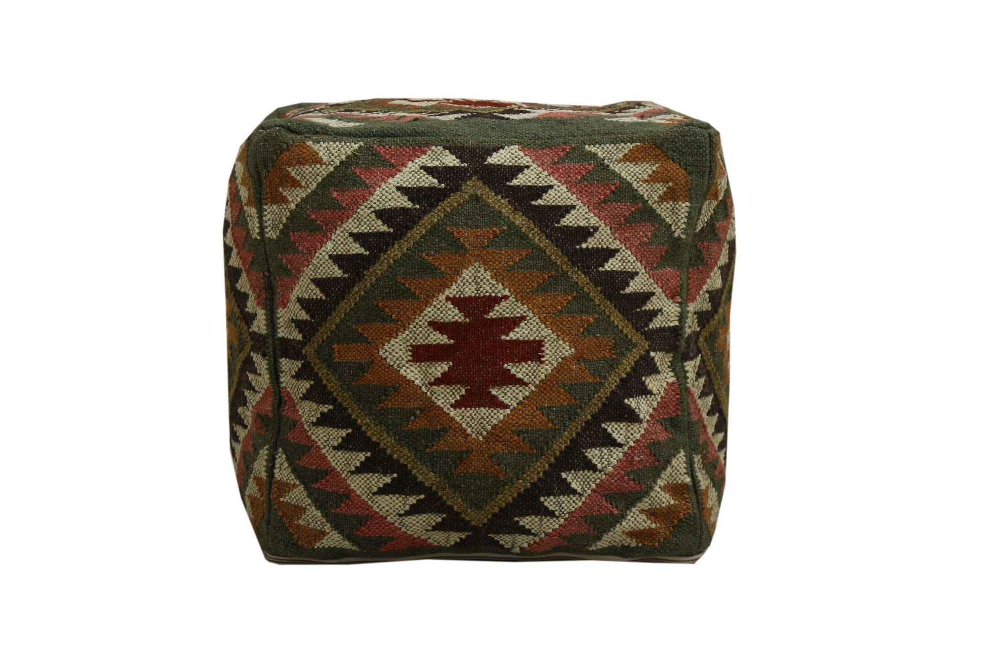 Housse de pouf en laine de jute et grand pouf ethnique de salon
