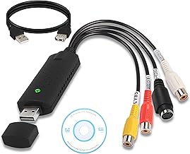 MEIRIYFA USB 2.0 Video Audio Capture Adapter Cable, VHS to Digital Converter, Video Grabber VHS VCR TV to DVD Converter Adapter for Windows PC