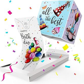 «BOOM» Exploding Birthday Confetti Card (party balloons), Surprise Prank Card Pop up