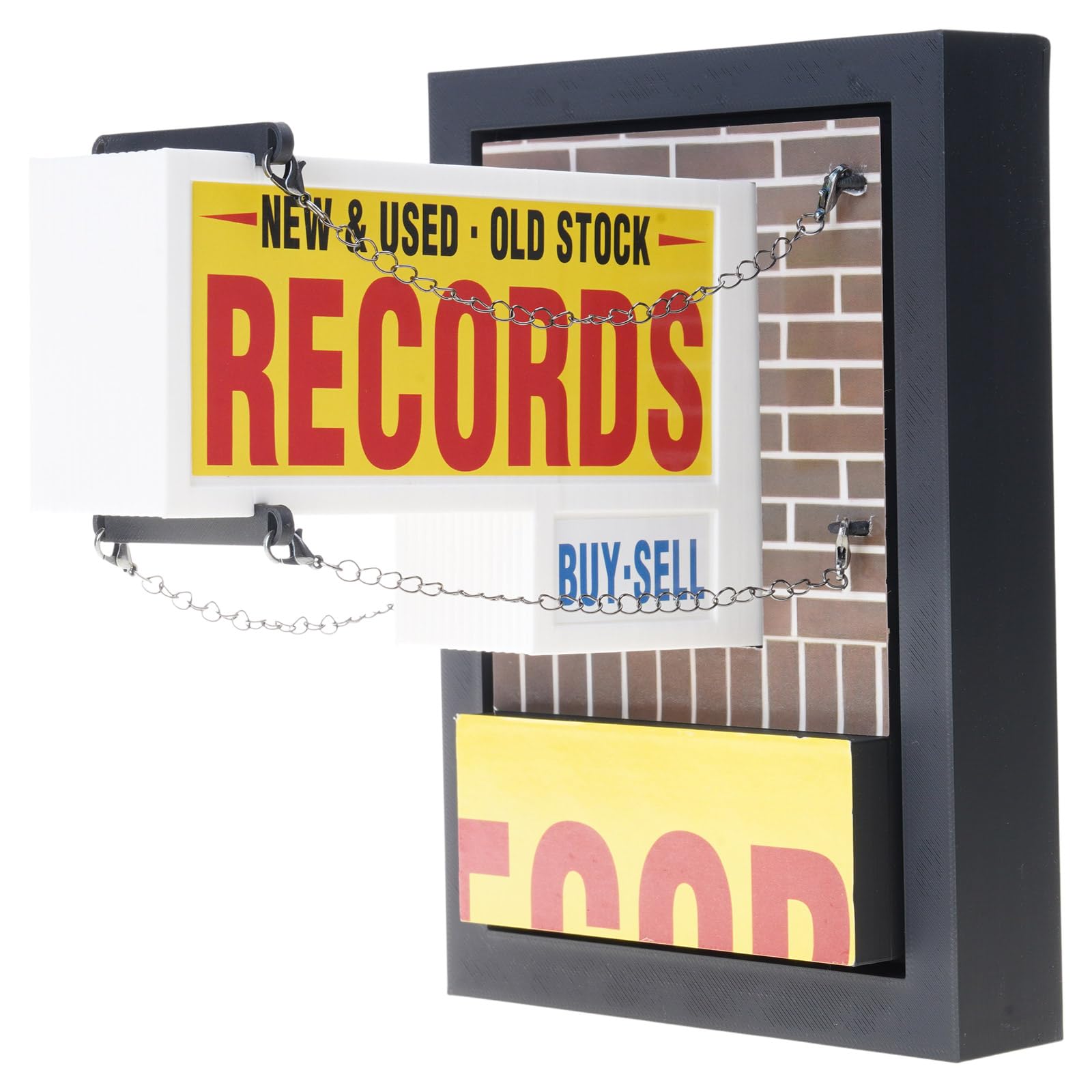 Maxtonser Vintaged Record Store Wall Art Decoration Battery Operated LED Illuminated Resin Craft Unique for Record Collector