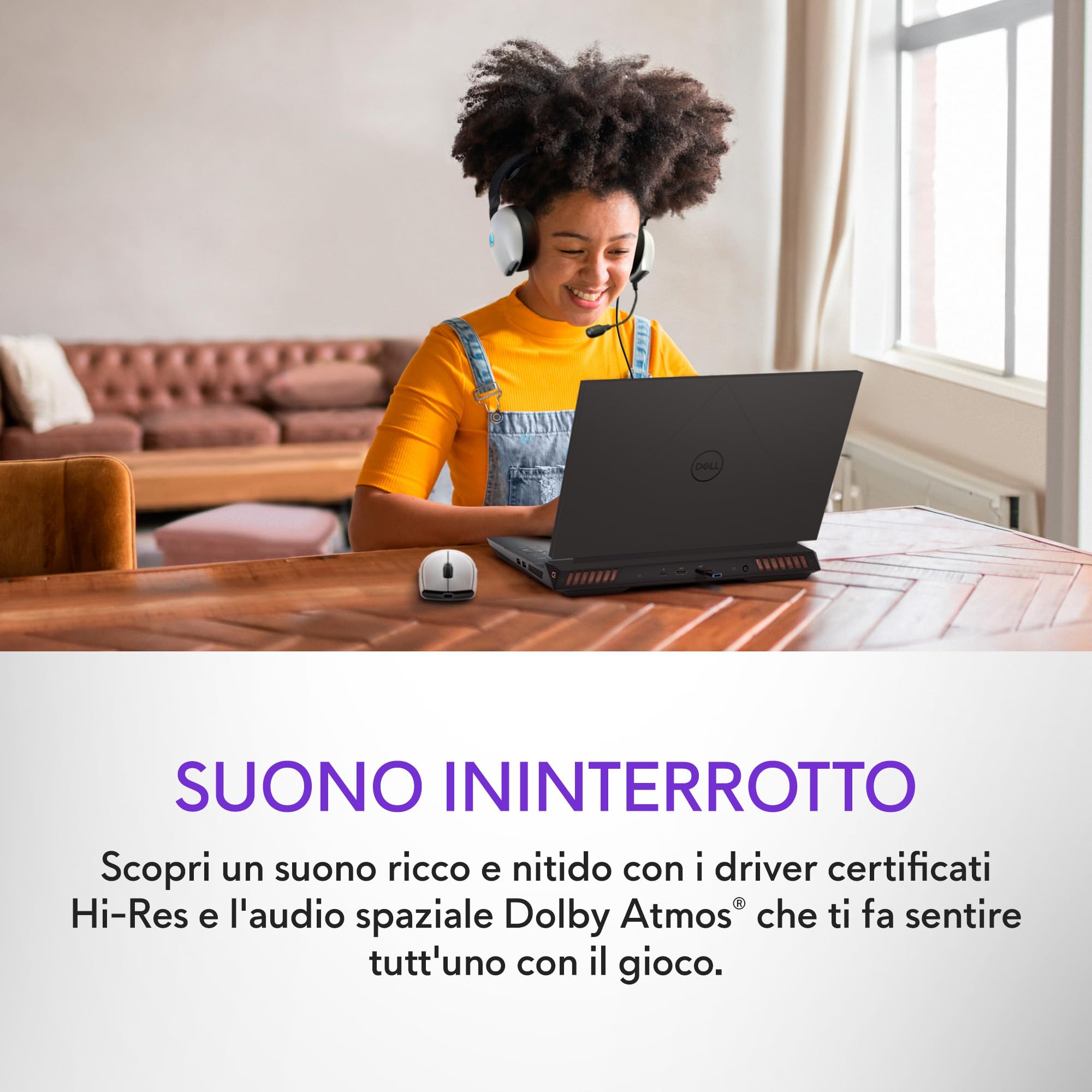Alienware AW520H Cuffie da Gaming – Cablate con Audio Hi-Res, Dolby Atmos, Microfono Retrattile, Illuminazione RGB AlienFX, Lunar Light
