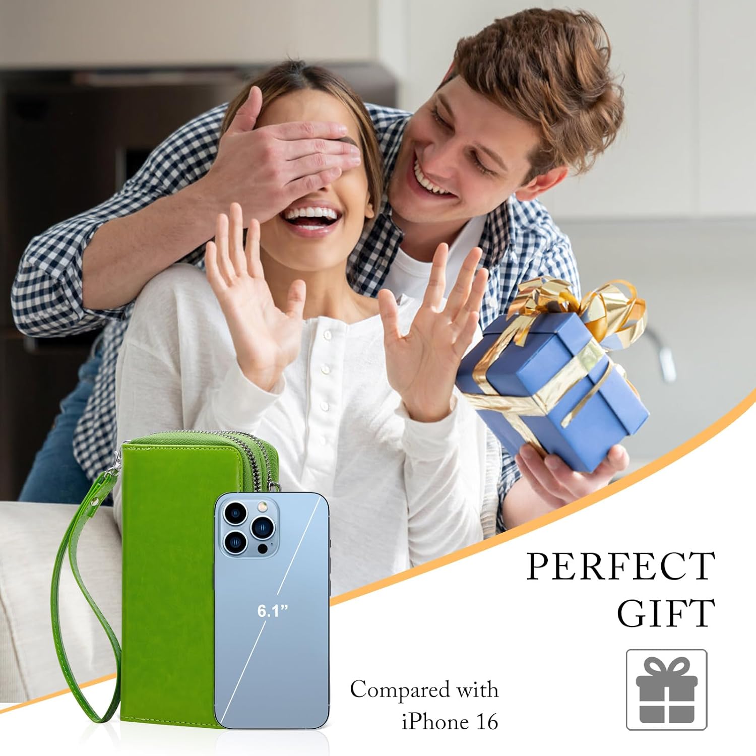 Double Zipper Wallet for Woman Clutch Purse with Cell Phone Holder for Smartphone/Card/Coin/Cash - Image 7