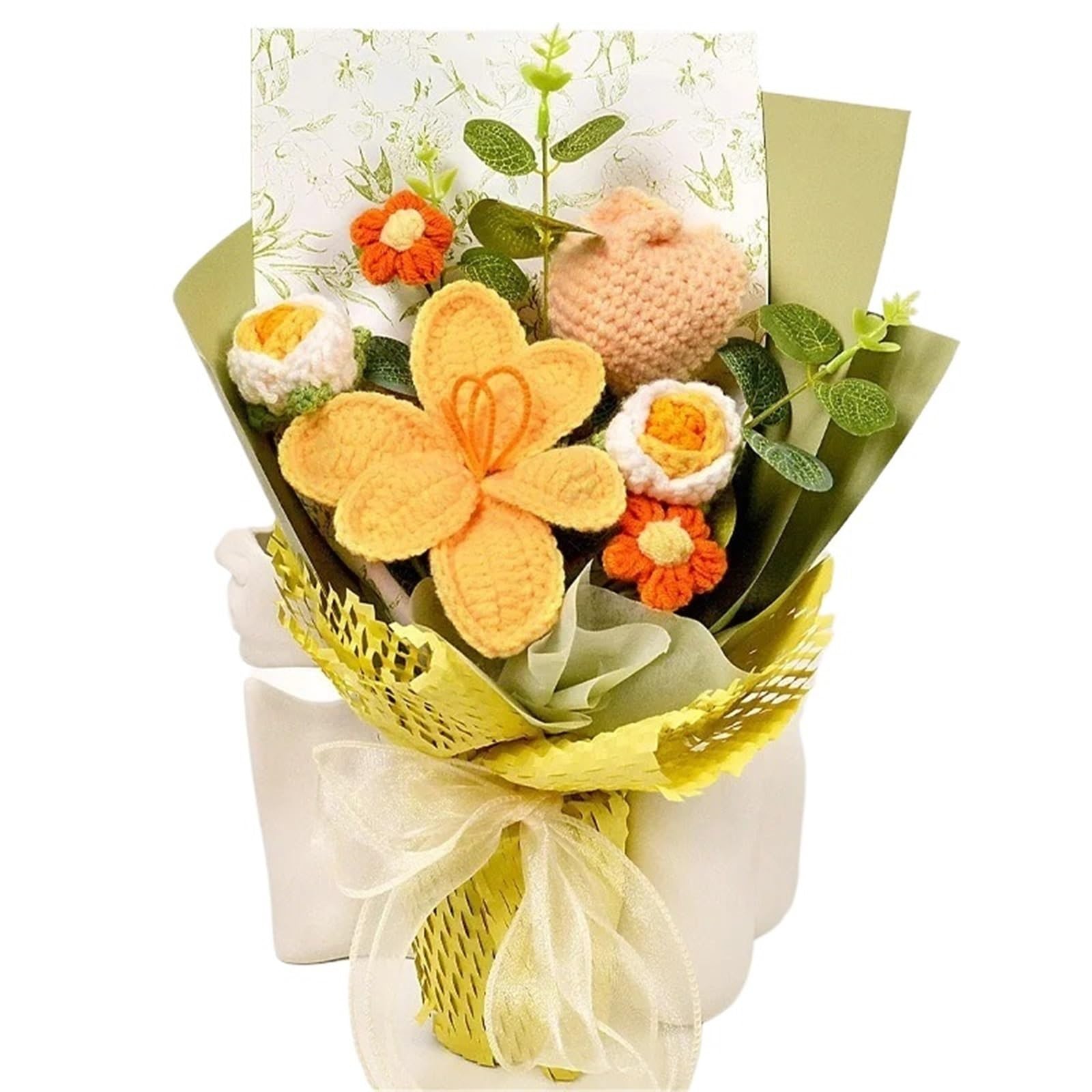 ZHSOAO Handmade Crochet Tulip Bouquet Graduation Present Wed Fabric Home DecorWinter for Weddings Birthdays(Color2)