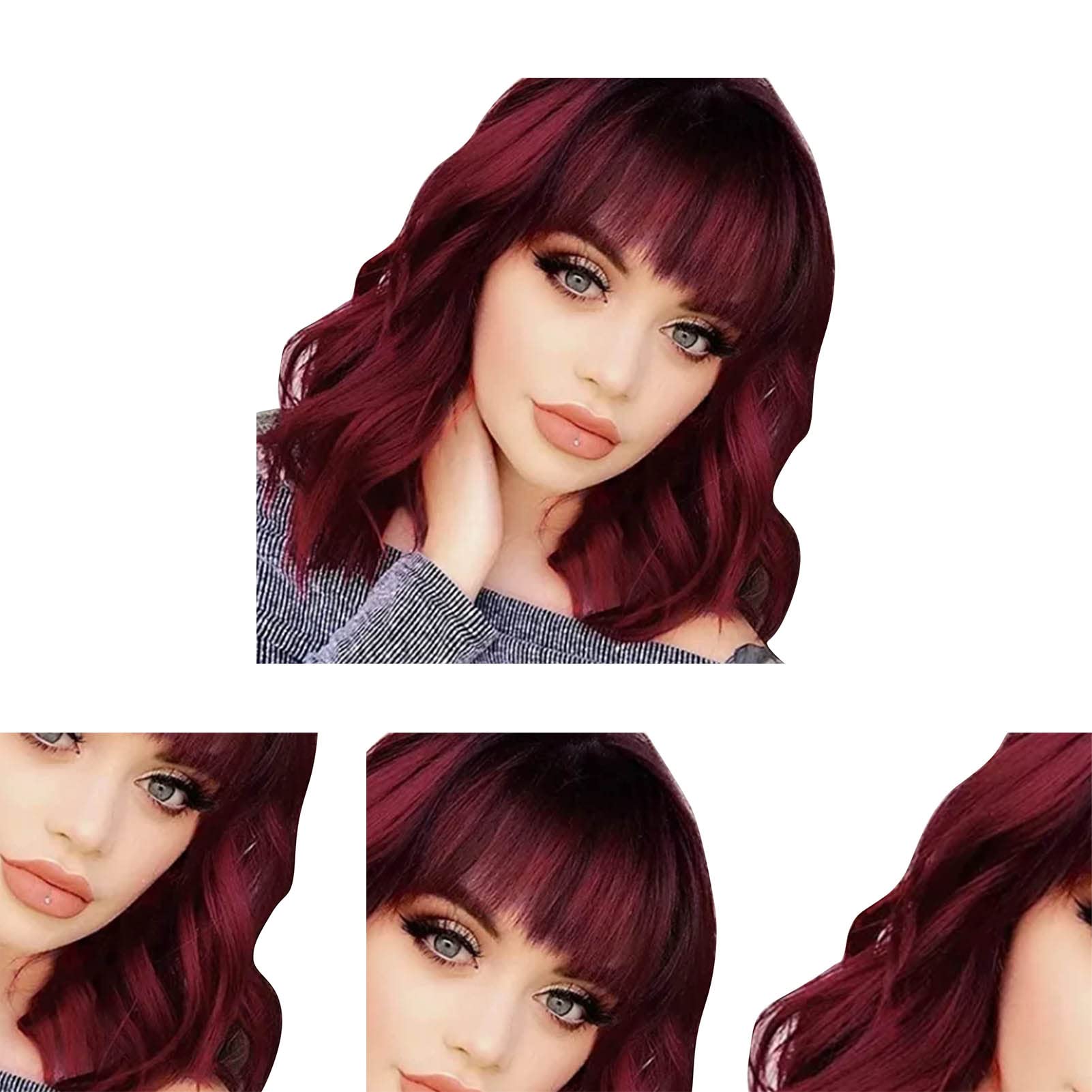 New Short Wavy Bob Red Wine Synthetic Wig S531c3ba651fa4b6cb53864274975c  main image 2