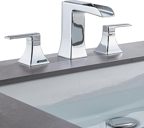 Miniatura 26 de Grifo de baño negro de 3 agujeros, grifos de cascada para fregaderos de baño de 4 a 16 pulgadas, grifo de tocador de dos manijas con drenaje Mate