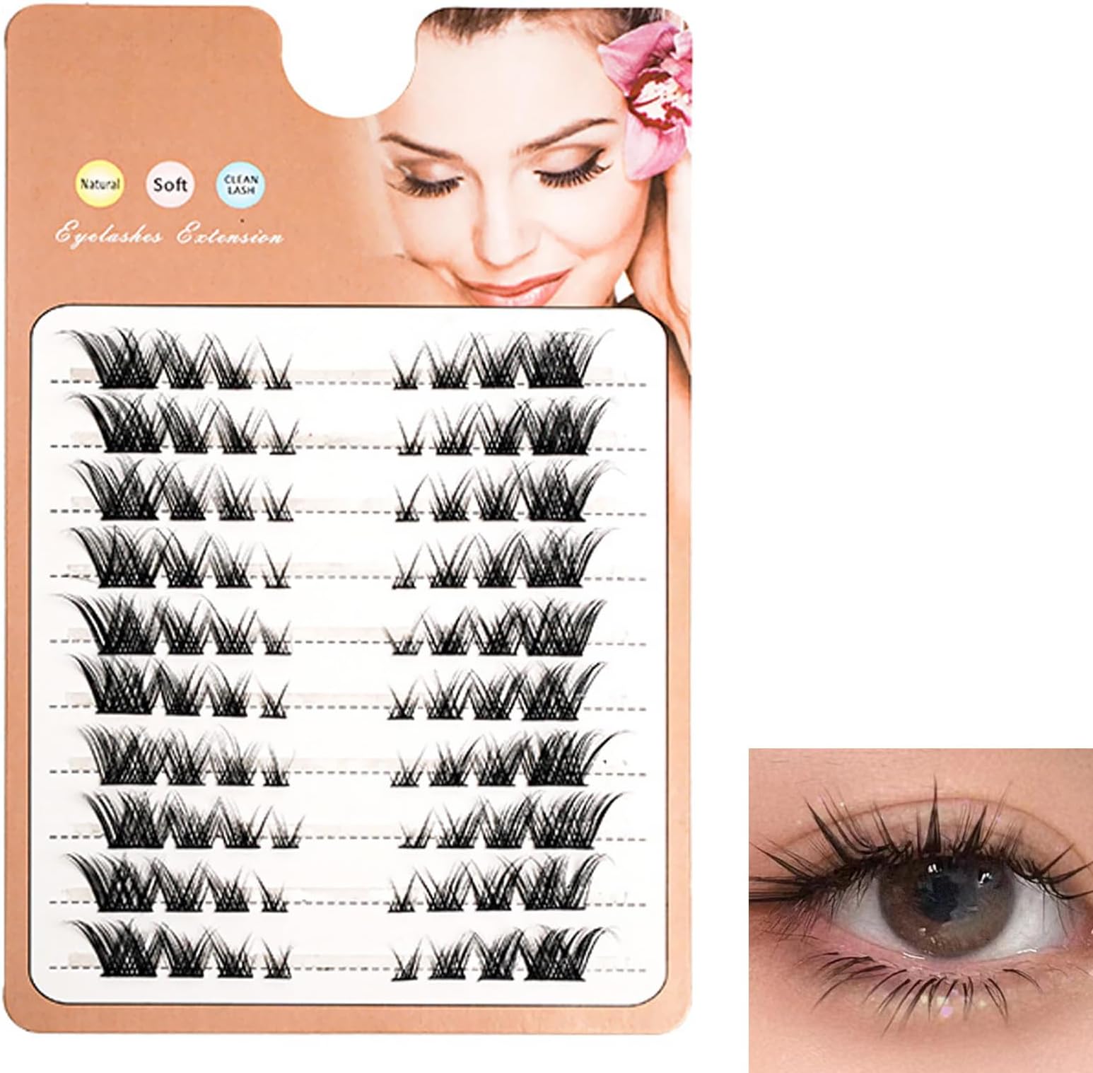 C-Curl Cluster Lashes, DIY Individual Eyelash Extensions 12-13mm Reusable Fake Eyelashes (Lashes04)