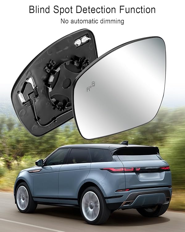 Driver Left Side Mirror Glass Fit for Land Rover Discovery Range Rover Range Rover Sport 2013-2022, With Blind Spot Detection, No Automatic Dimming by QNHEAY - Image 2