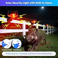 Vista 1 de Alarma solar con sensor de movimiento para exteriores, sonido de disparo de ladrido de perro, luz de alarma de generador de ruido de 130 db