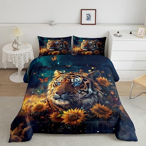 Miniatura 58 de Castle Fairy Juego de edredón con bandera estadounidense, tamaño King, ropa de cama de animales de pastor alemán para niñas y adolescentes, juego