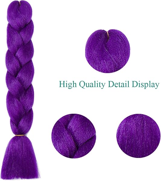 24" Extensions Pour Tresse Jumbo Braid Extension Cheveux au Crochet Tressage synthétique Africaine Lot de 1 (Violet Foncé) - 2