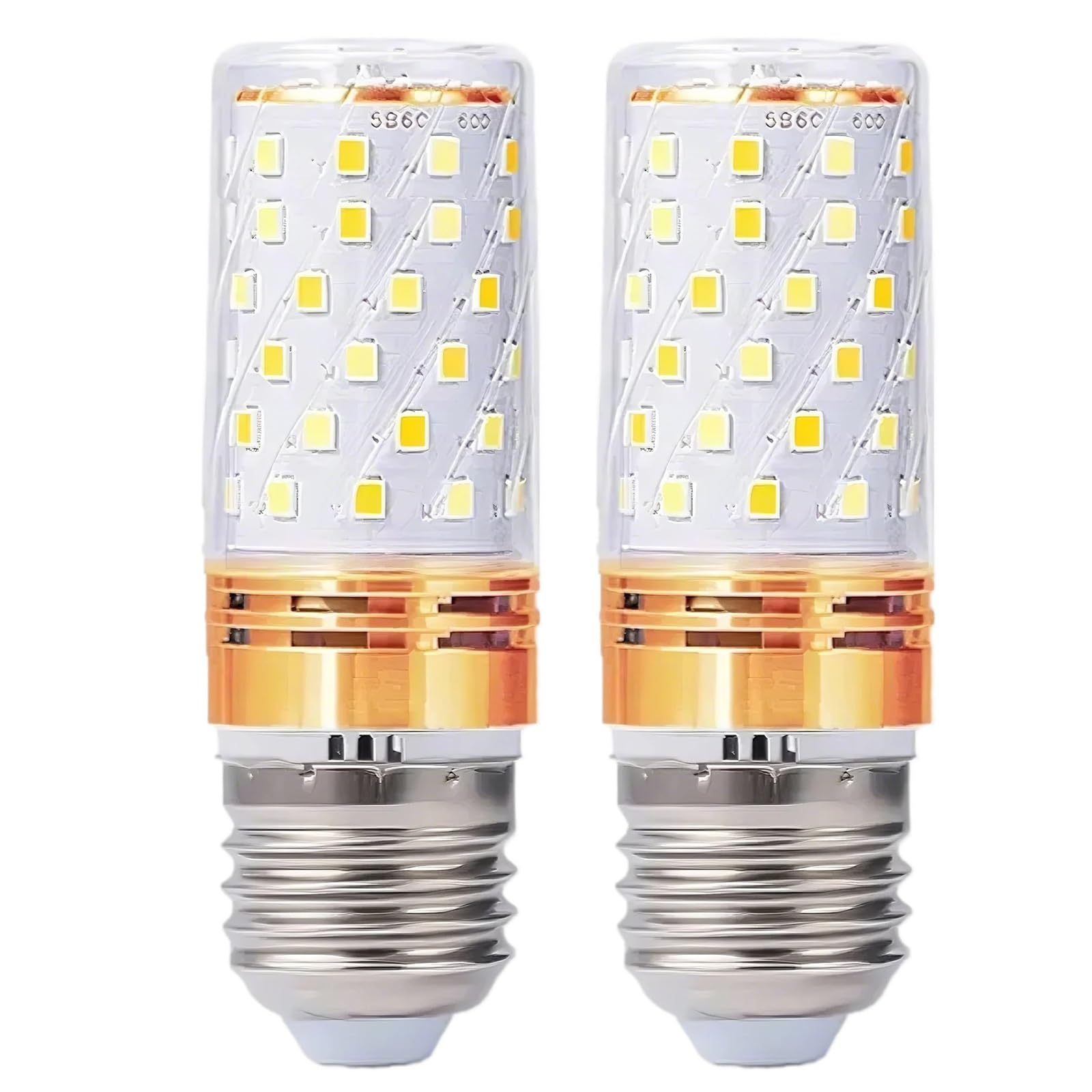 ZFFOZZ E14/E26/E27 LED Corn Light Bulbs 12W 16W Standard Screw Base 60W Equivalent for Rv, Off Grid Solar Panel Project, Boat, Pack of 2(E27-16W-gold,Green)