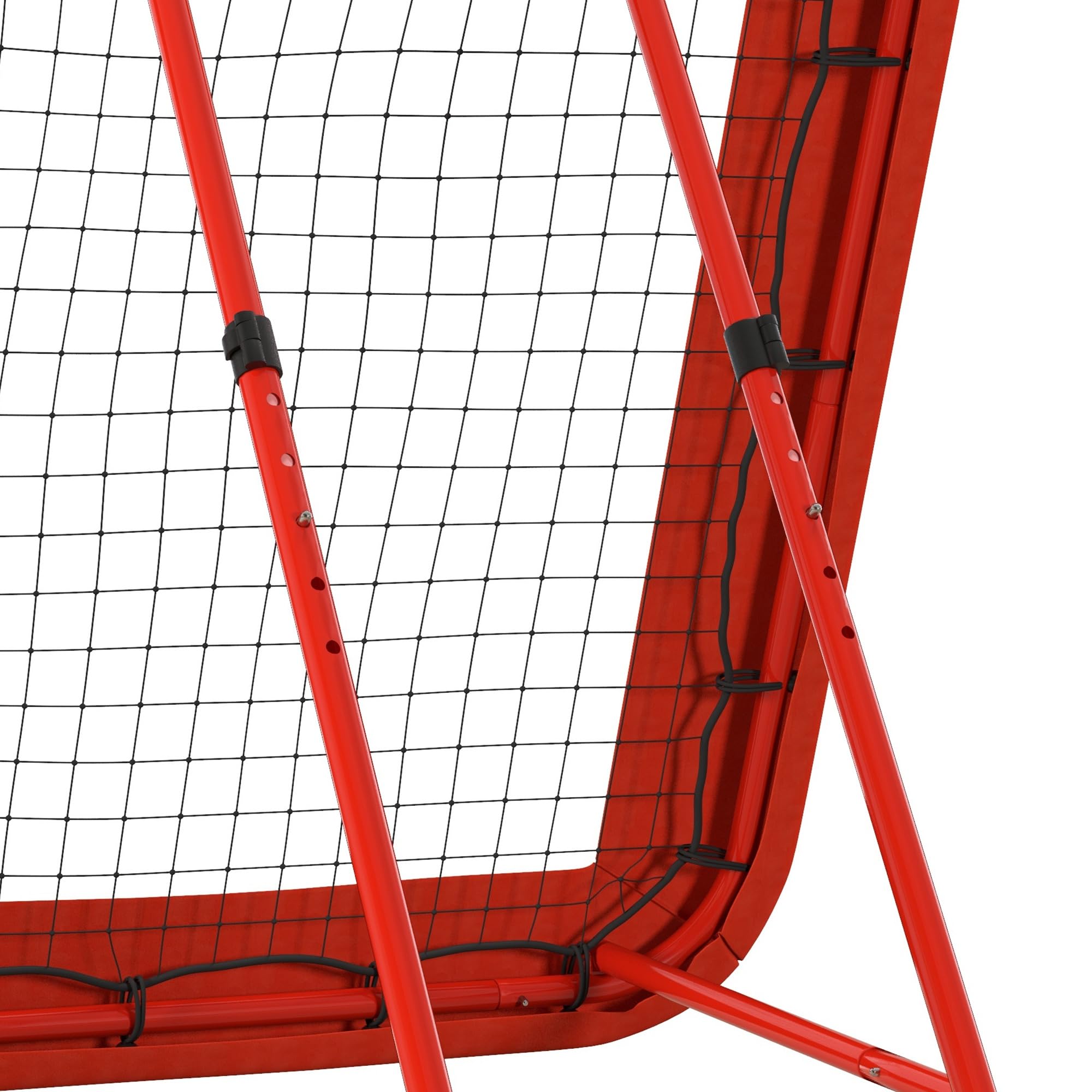 HOMCOM Calcio rimbalzo 128 x 118 cm con bordo di protezione, picchetti regolabili in 5 livelli, porta calcio portatile per adolescenti