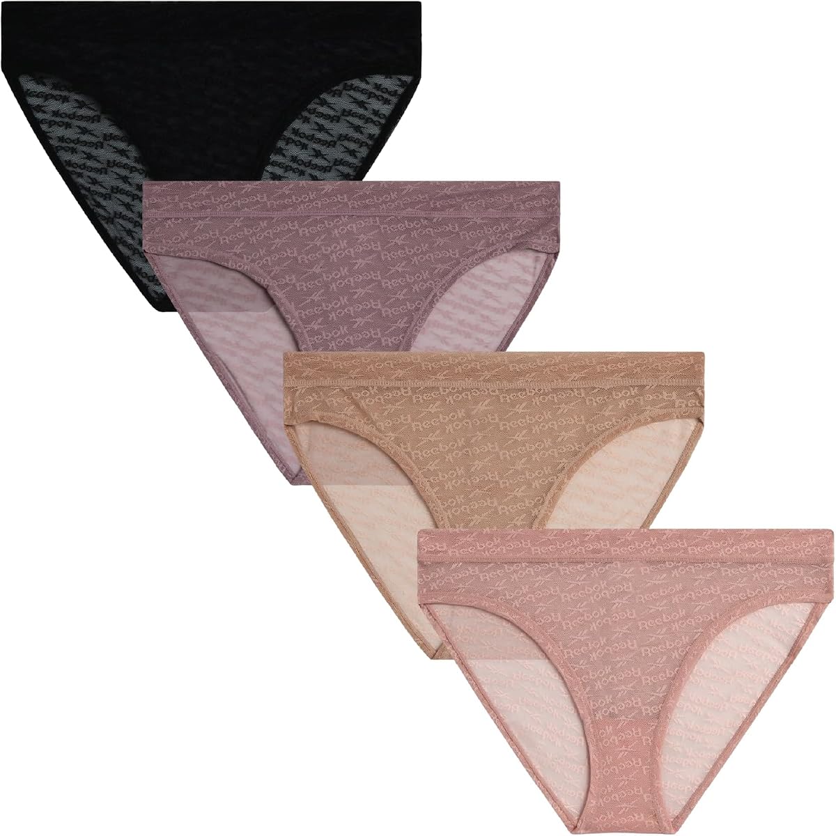 Ropa interior de bikini para mujer - Ropa interior de bikini sin costuras de encaje de micro malla de corte alto ligero multipack para mujer