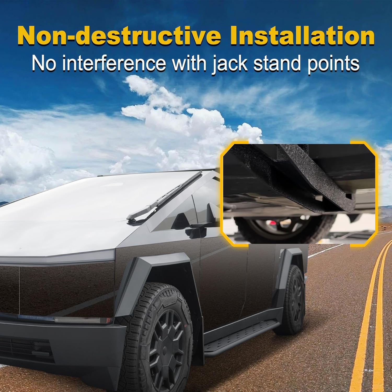 HANSSHOW Running Boards for Cybertruck Side Steps Exterior Brackets Cybertruck Nerf Bars Door Steps Cybertruck Accessories