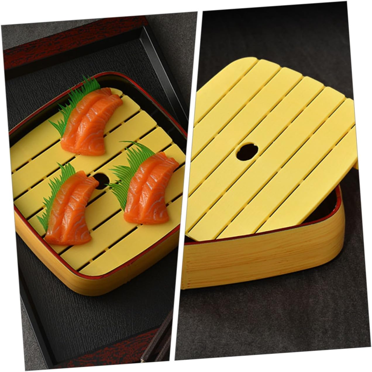 Alasum Reusable Sushi Plate 8-inch round Salmon Tray Imitation Sashimi Dish Food-grade Japanese Dinnerware for Seafood Serving