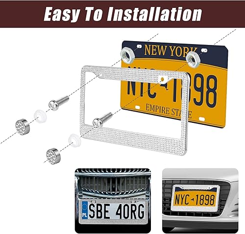 Miniatura 4 de 14 tornillos brillantes para placa de matrícula, tornillos para marco de matrícula, tapas para marco de matrícula de automóvil, tornillos a prueba