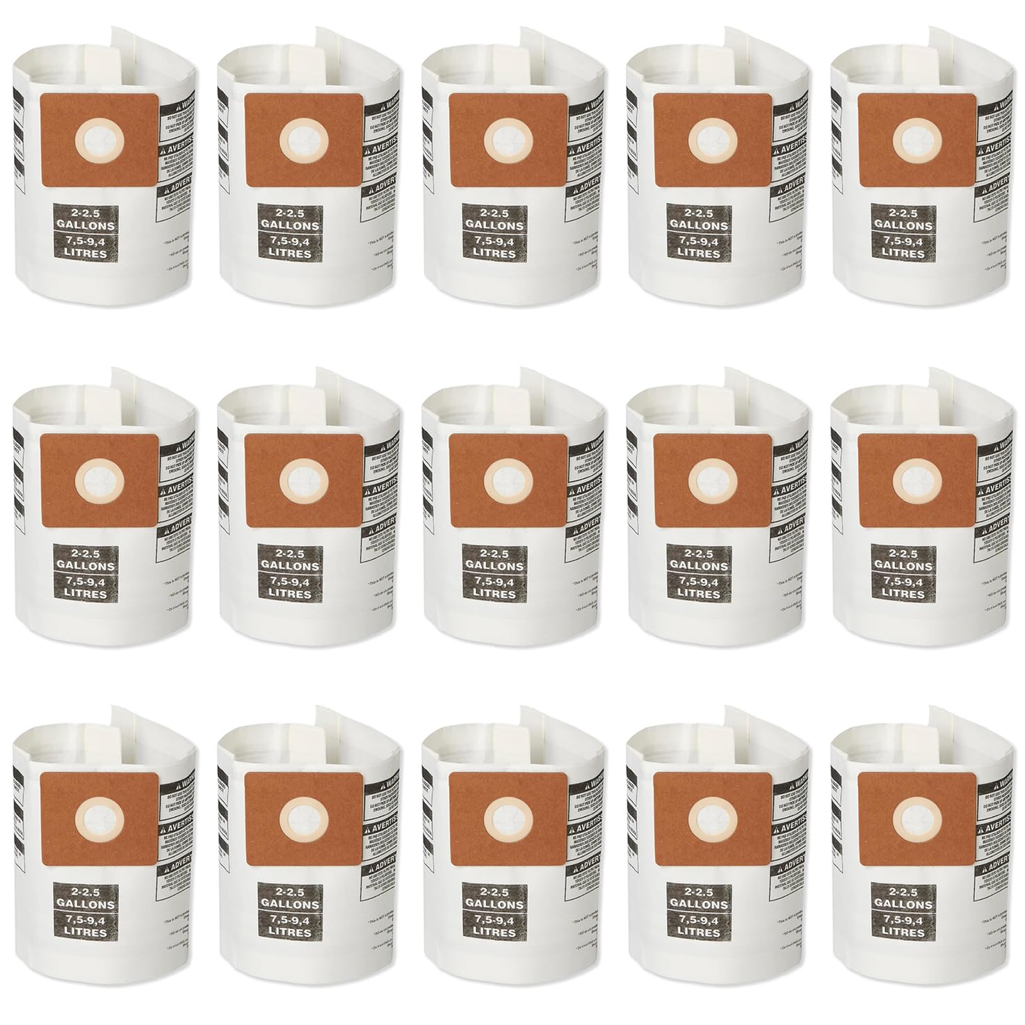 15 Pack 90668 Shop Vac Filter Bags Type B, Compatible with Shop Vac 2-2.5 Gallon Wet/Dry Vacuums, 2 Gallon AllAround Model# QAM70, Part# 549712