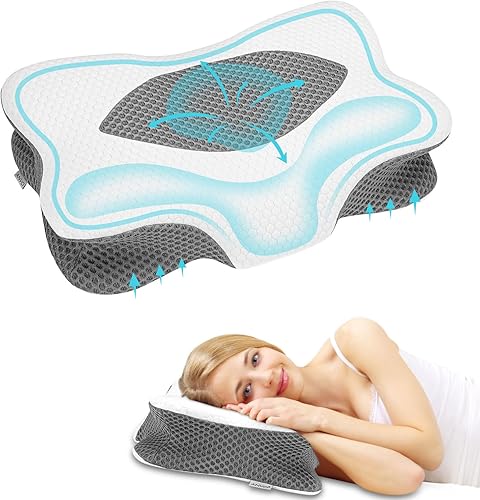 Anvo Almohada cervical para aliviar el dolor de cuello - Almohadas de espuma viscoelástica para el cuello para aliviar el dolor de dormir - Almohada