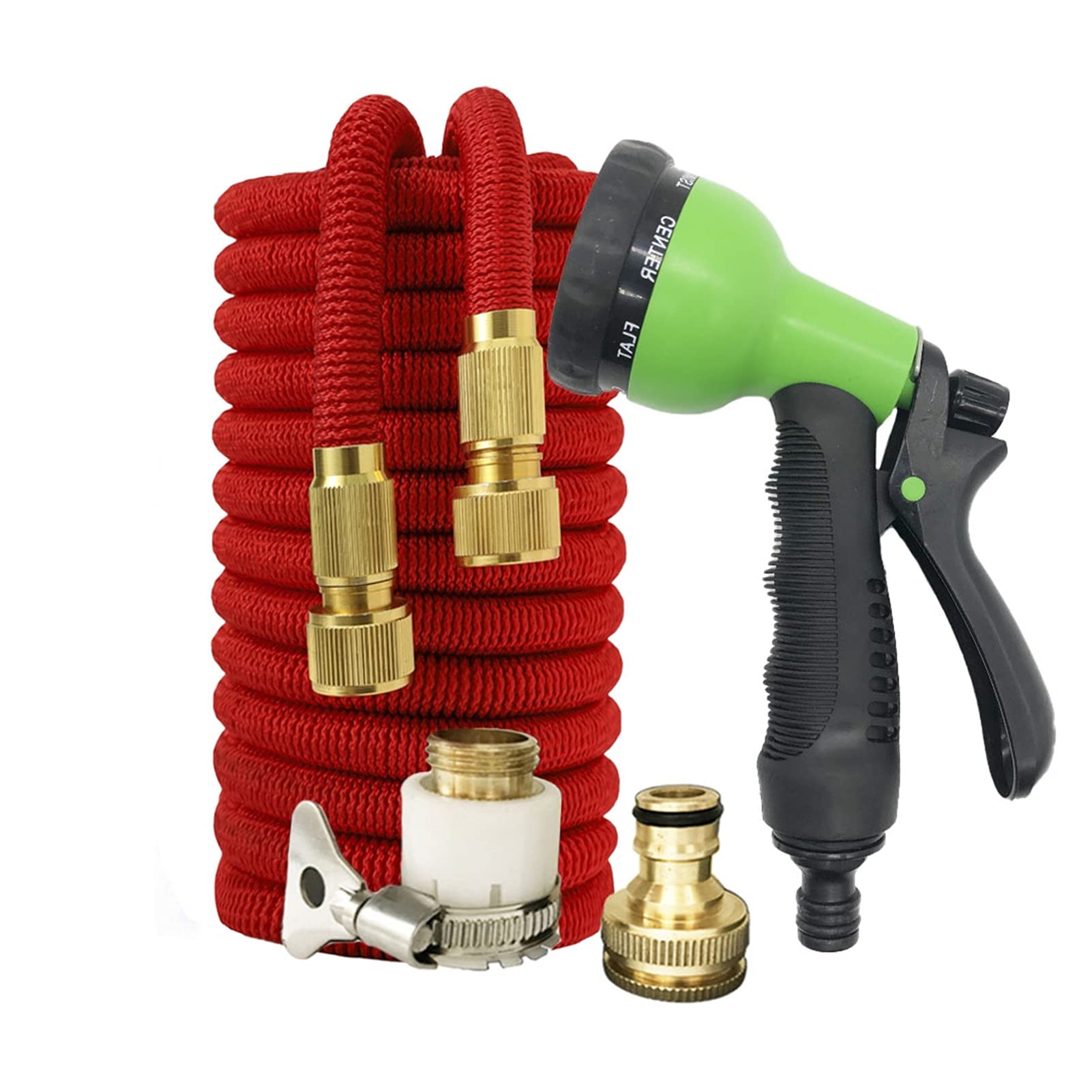 Manguera mágica Extensible - Jardín presurizar Jardineros Flexibles Mangueras de Agua Manguera de jardín retráctil (Color : Rojo, Longitud : 50FT-15M) (Red 17FT)