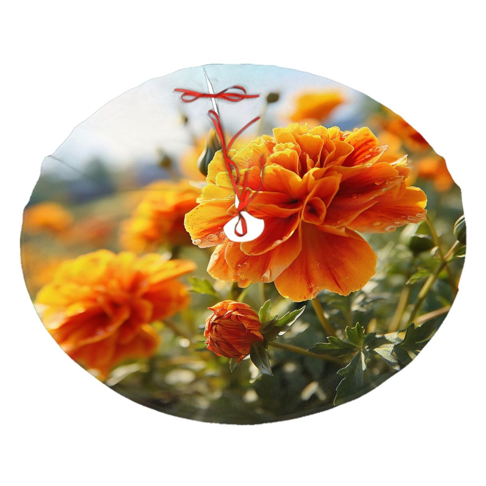 Marigold Flower Autumn Flowers Christmas Tree Skirt 30",Soft Plush Xmas Tree Mat Christmas Tree Oranment for Merry Christmas Party Holiday Indoor Outdoor Decorations