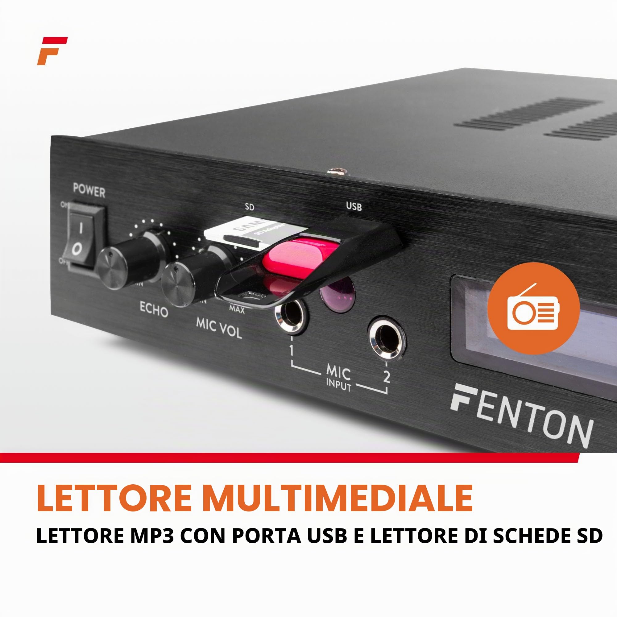 Surround versterker - Fenton AV-150BT - 5.1 versterker met Bluetooth 380W - Home cinema - Zwart (103.148)