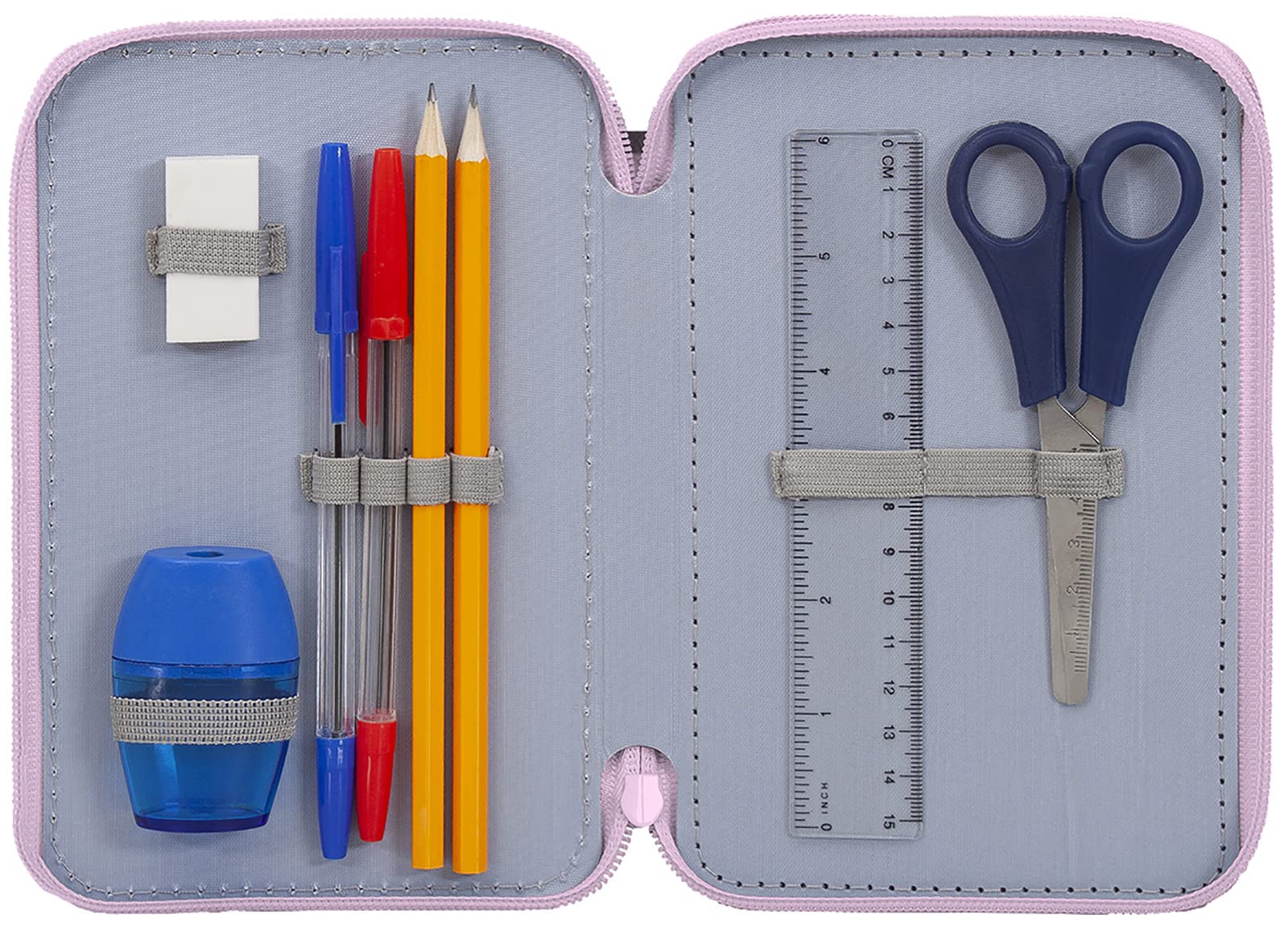 Clondo Trousse Scolaire Complète 44 Pièces pour Fan de Disney Princesses – Kit Créatif Triple Compartiment avec Ciseaux, Crayons, Feutres – Idée Cadeau Fille Rose avec Ariel, Raiponce, Cendrillon