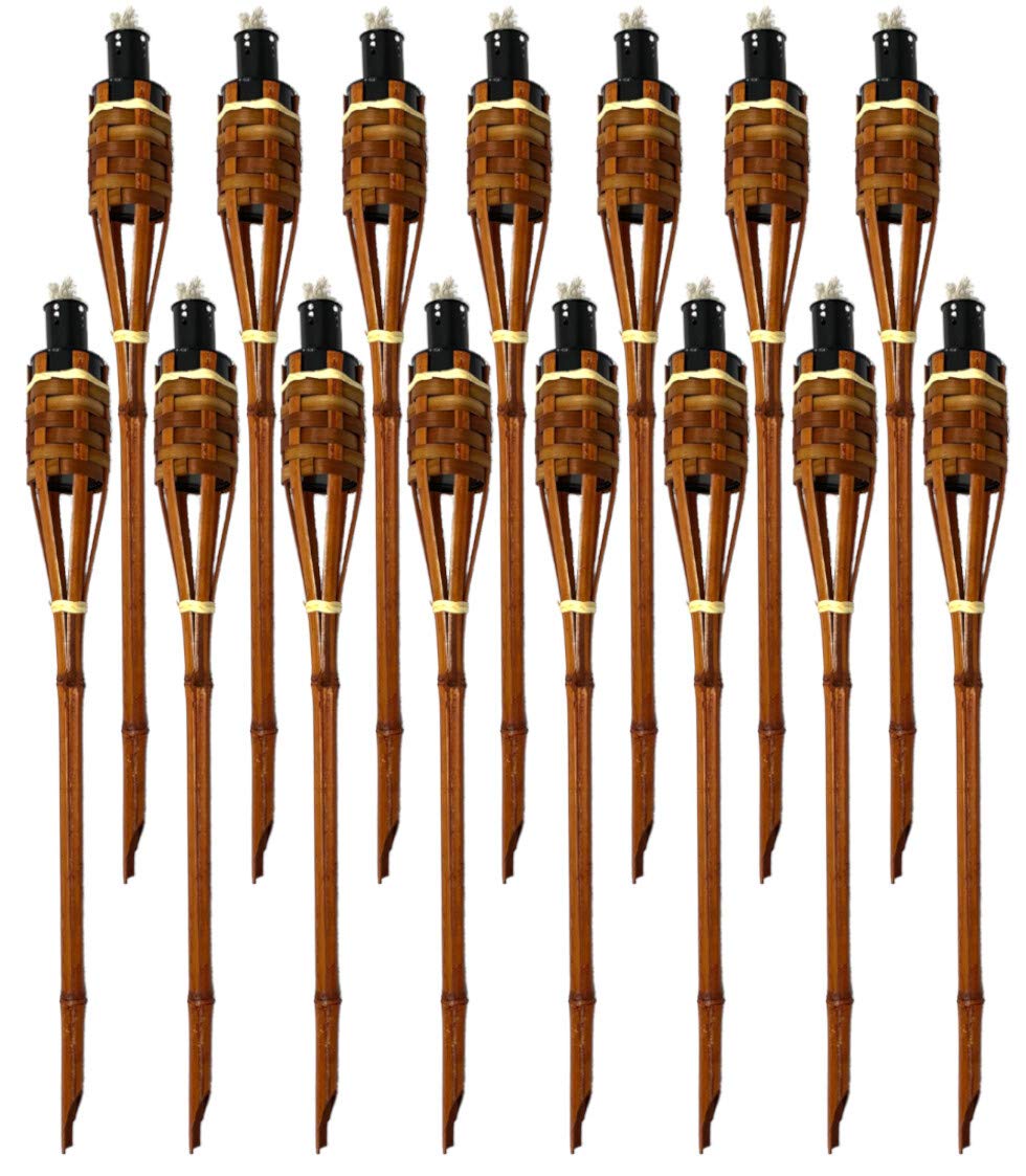 Moritz Lot de 15 torches en bambou - 90 cm - Marron foncé - Pour le jardin - Décoration de jardin