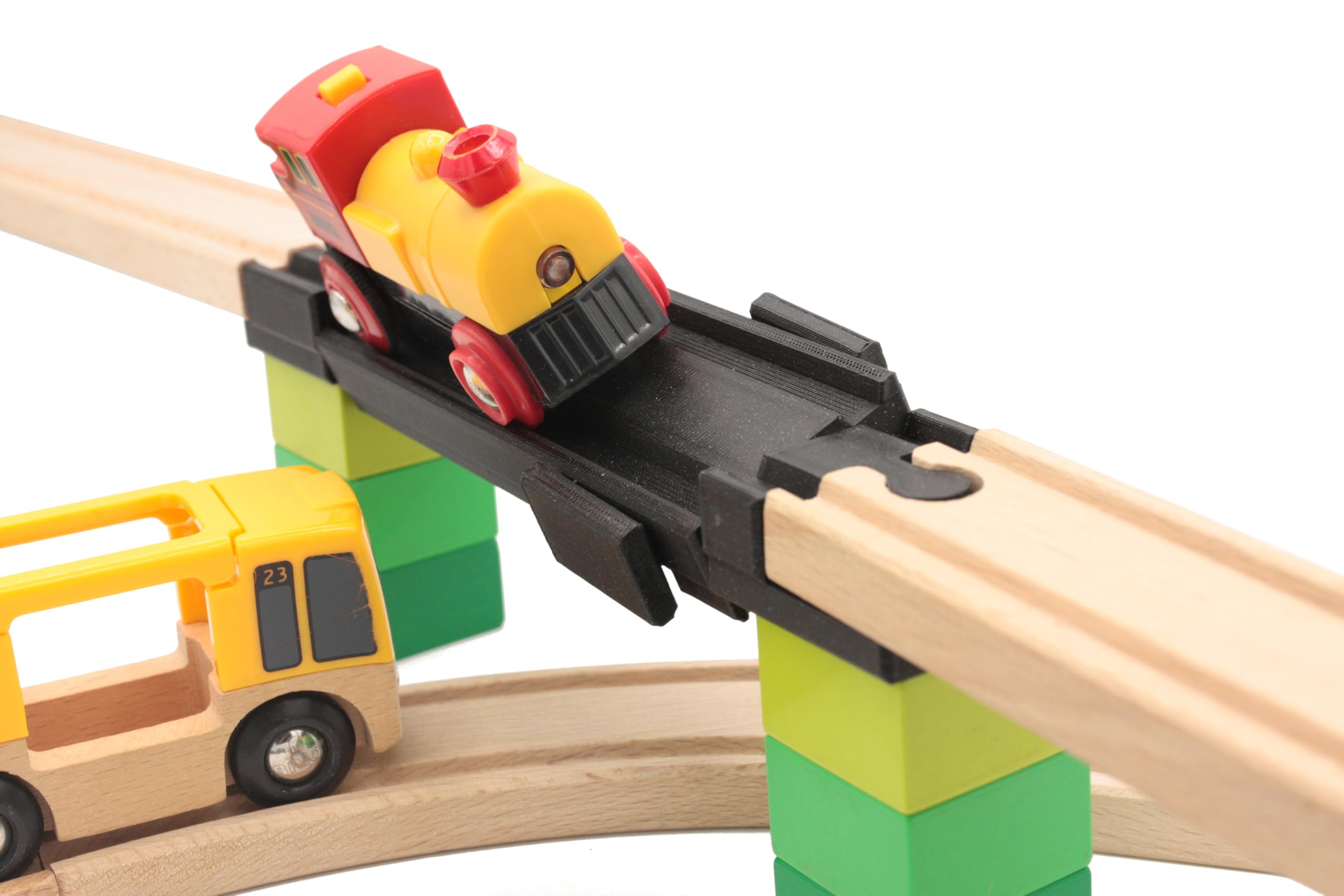 Locorico - Accident Bridge for Wooden Train Brio Lillabo Hape Compatible, Black, 4 cm x 4 cm x 1.8 cm - Image 3