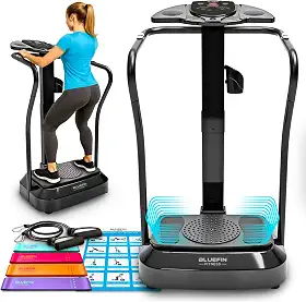Bluefin Fitness Plataforma de vibração | Modelo profissional | Design atualizado com motores silenciosos e alto-falantes embutidos, preto (placa de vibração de 2000)